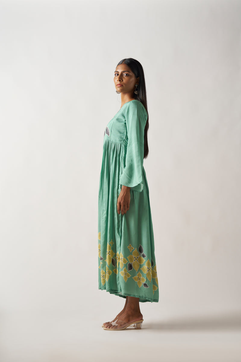 Sage Green Bell Sleeves Dress – Sukruti Design