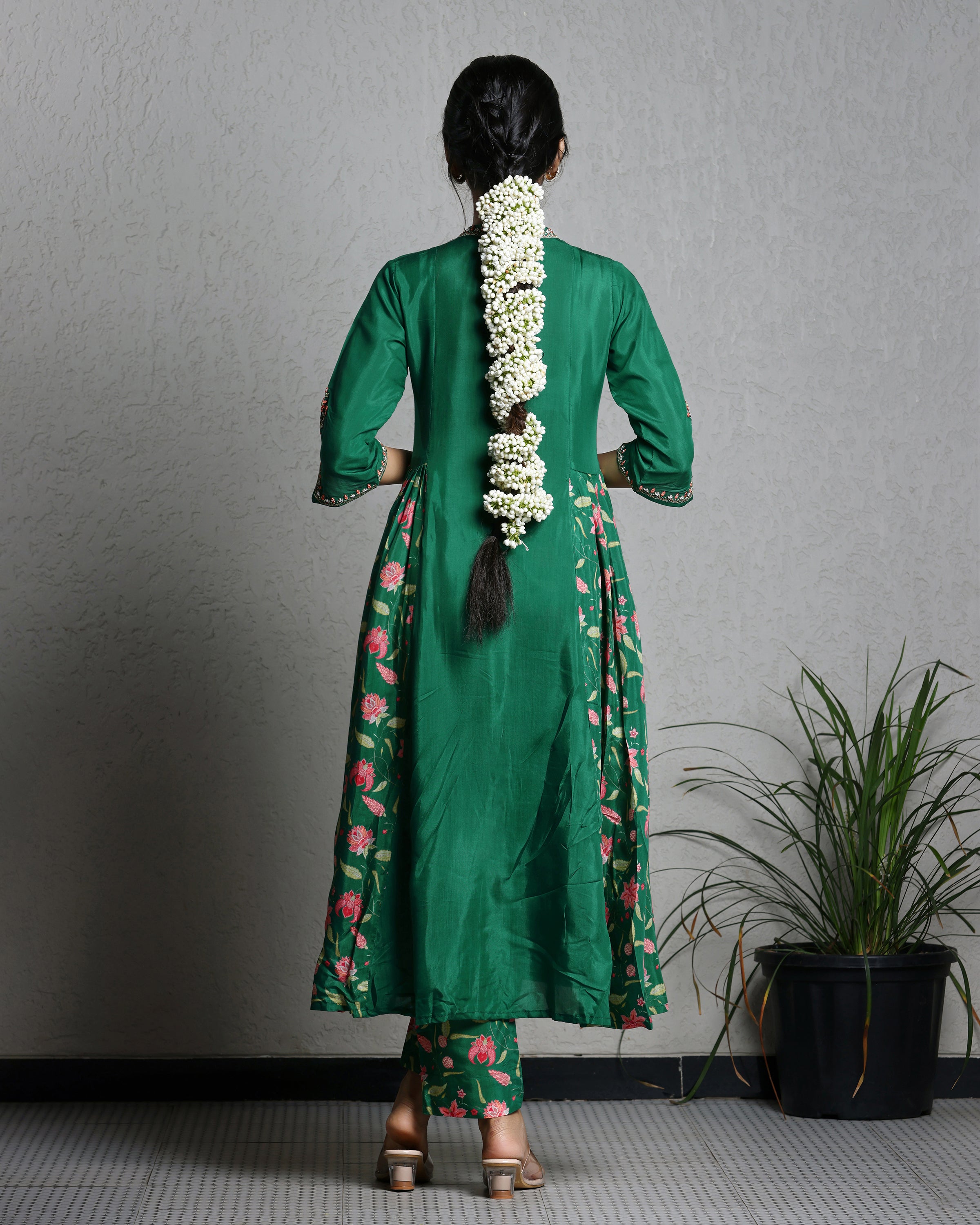 Jade Green Mirror Work Kurta and Pant