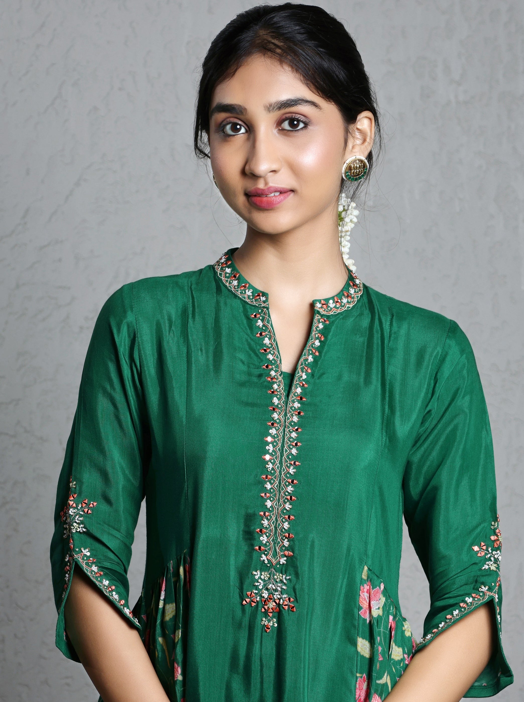 Jade Green Mirror Work Kurta and Pant