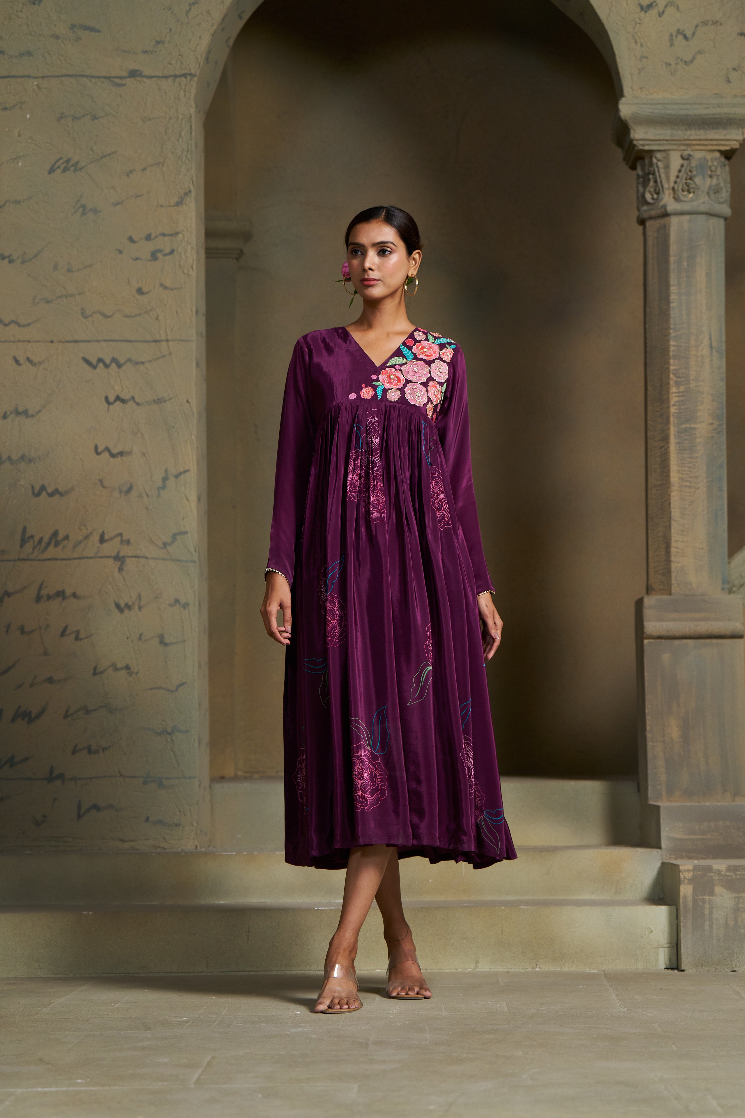 Mulberry Purple Flared Dress Sukruti Design Mulberry Purple Flared Dress Sukruti Design
