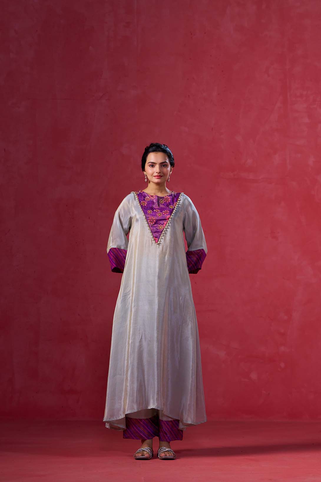 Silver Grey Long Kurta Set