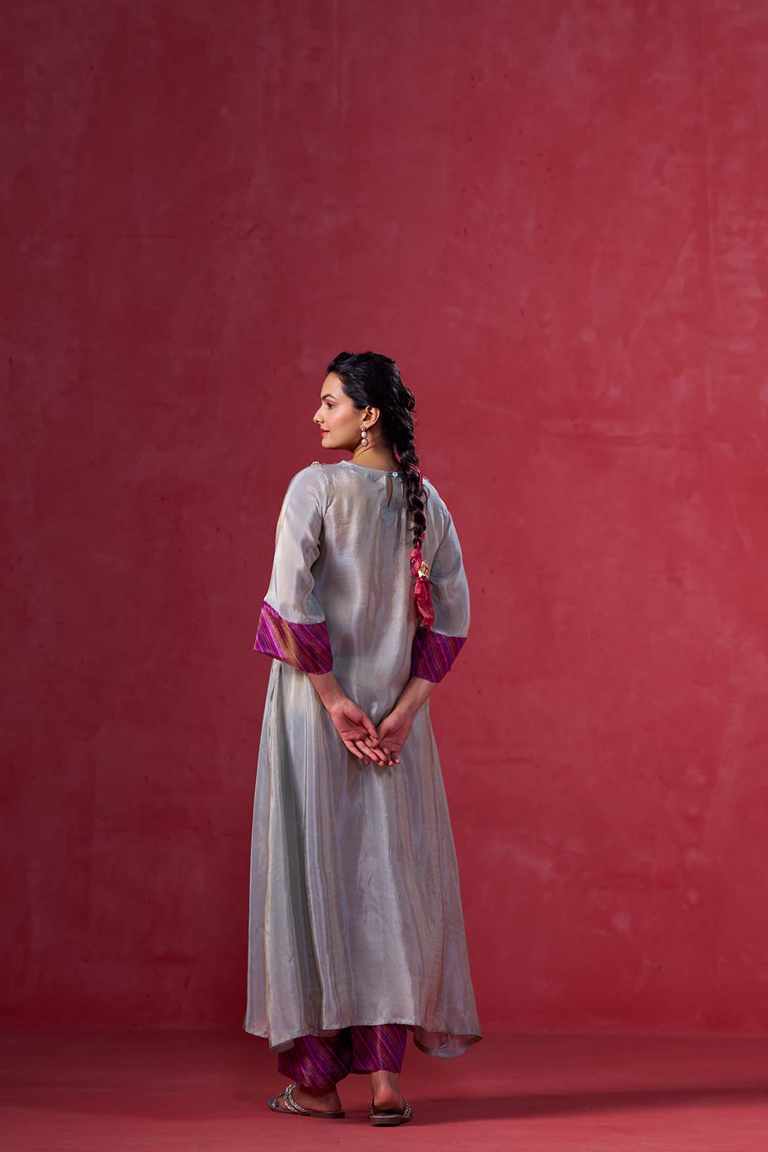 Silver Grey Long Kurta Set