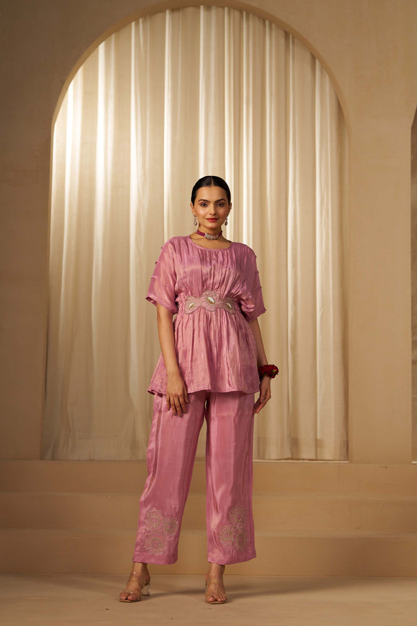 Orchid Pink Patch Work Co-Ord Set