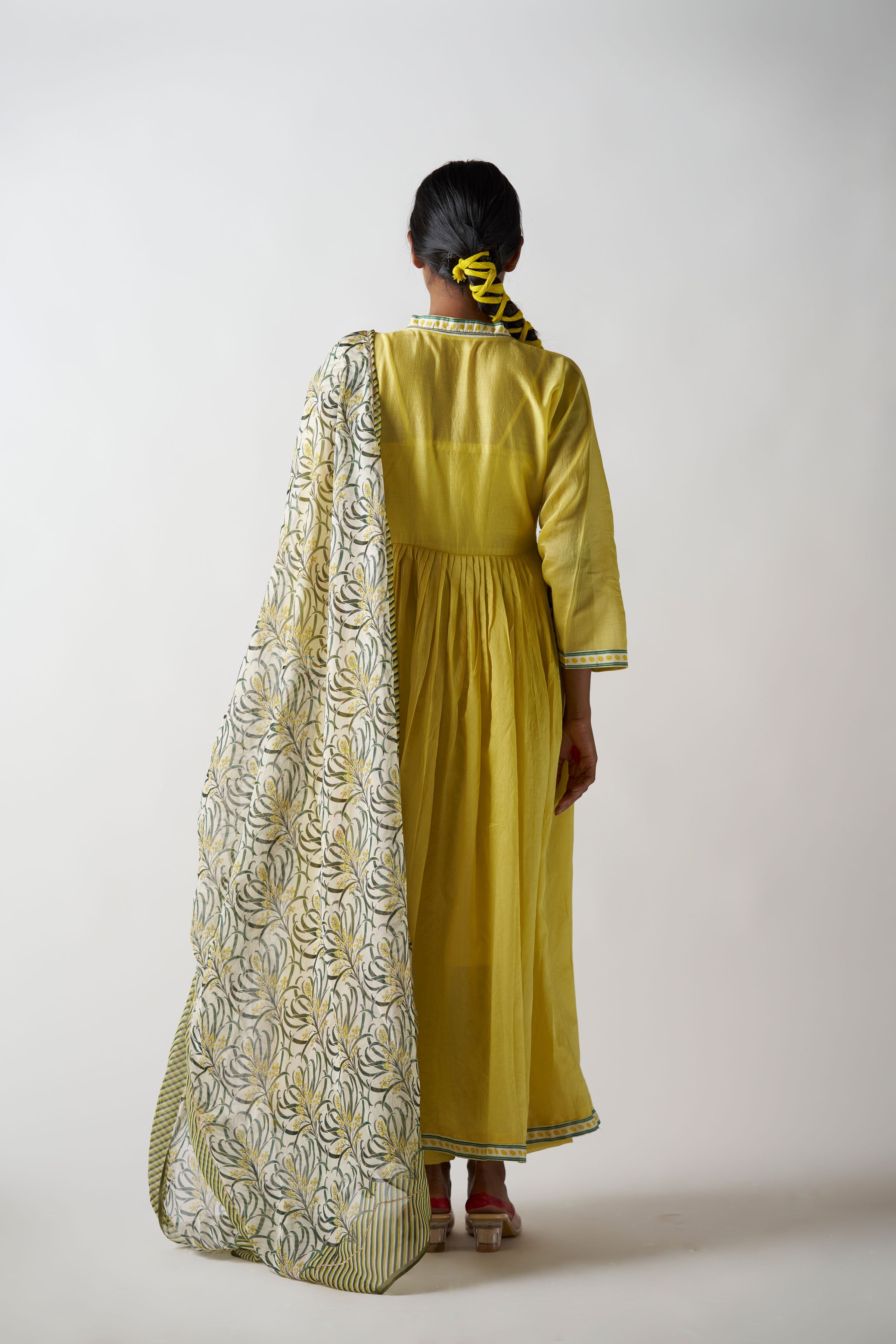 Royal Yellow 3 Piece Suit With Printed Dupatta