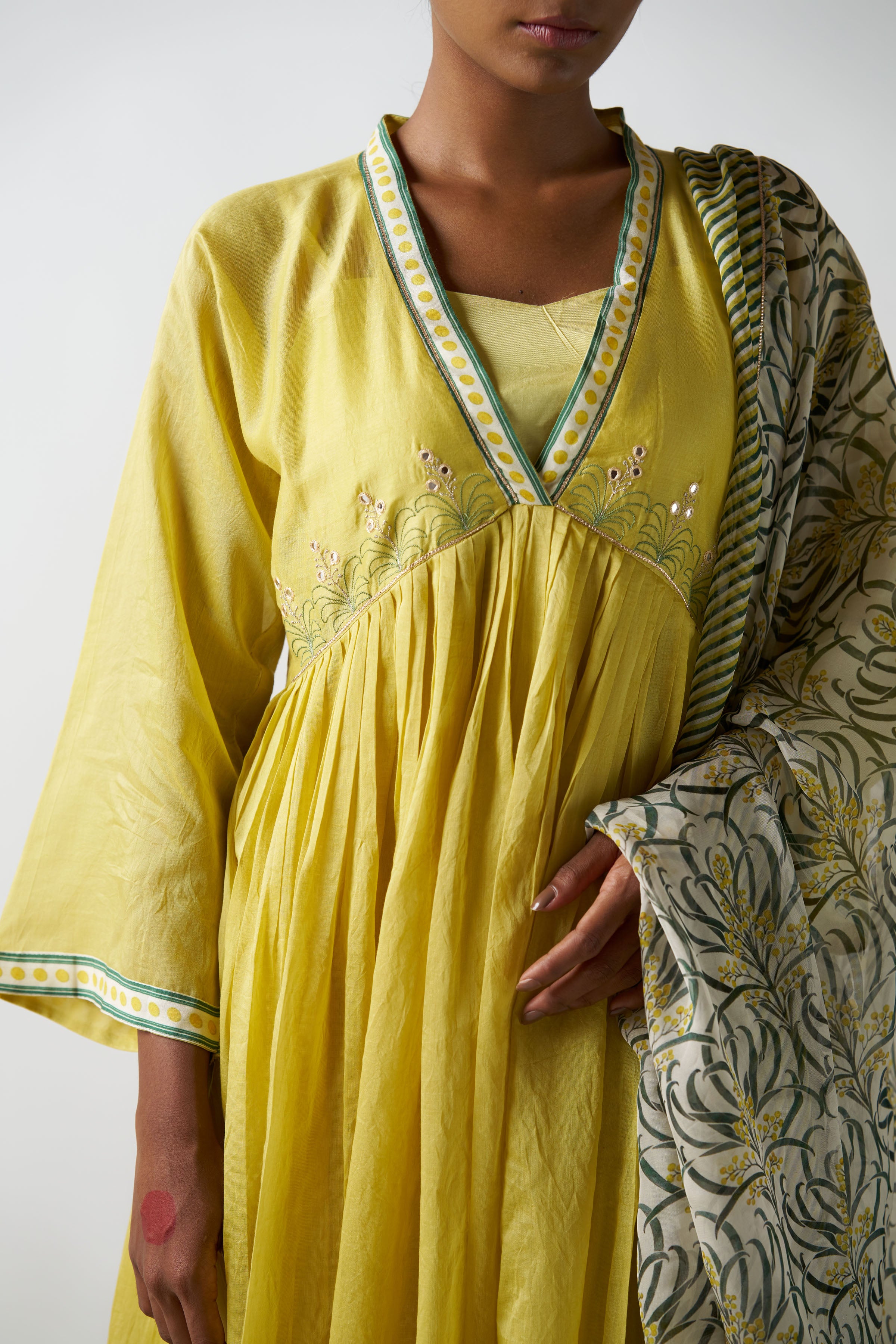 Royal Yellow 3 Piece Suit With Printed Dupatta
