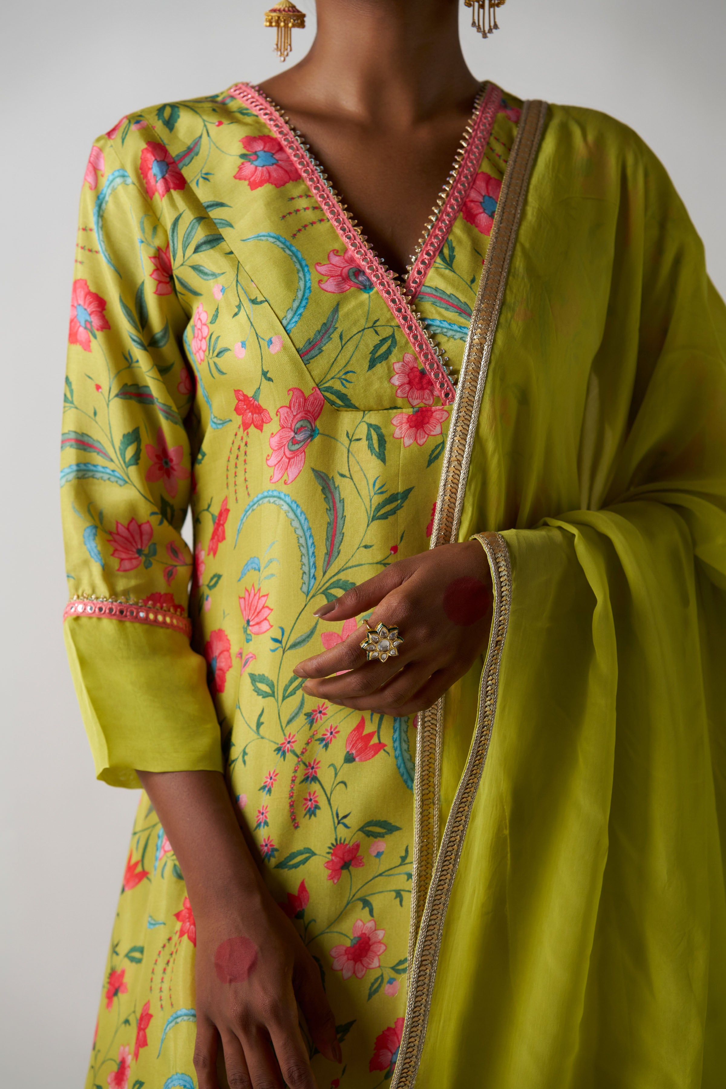 Lemon Yellow 3 Piece Suit With Dupatta