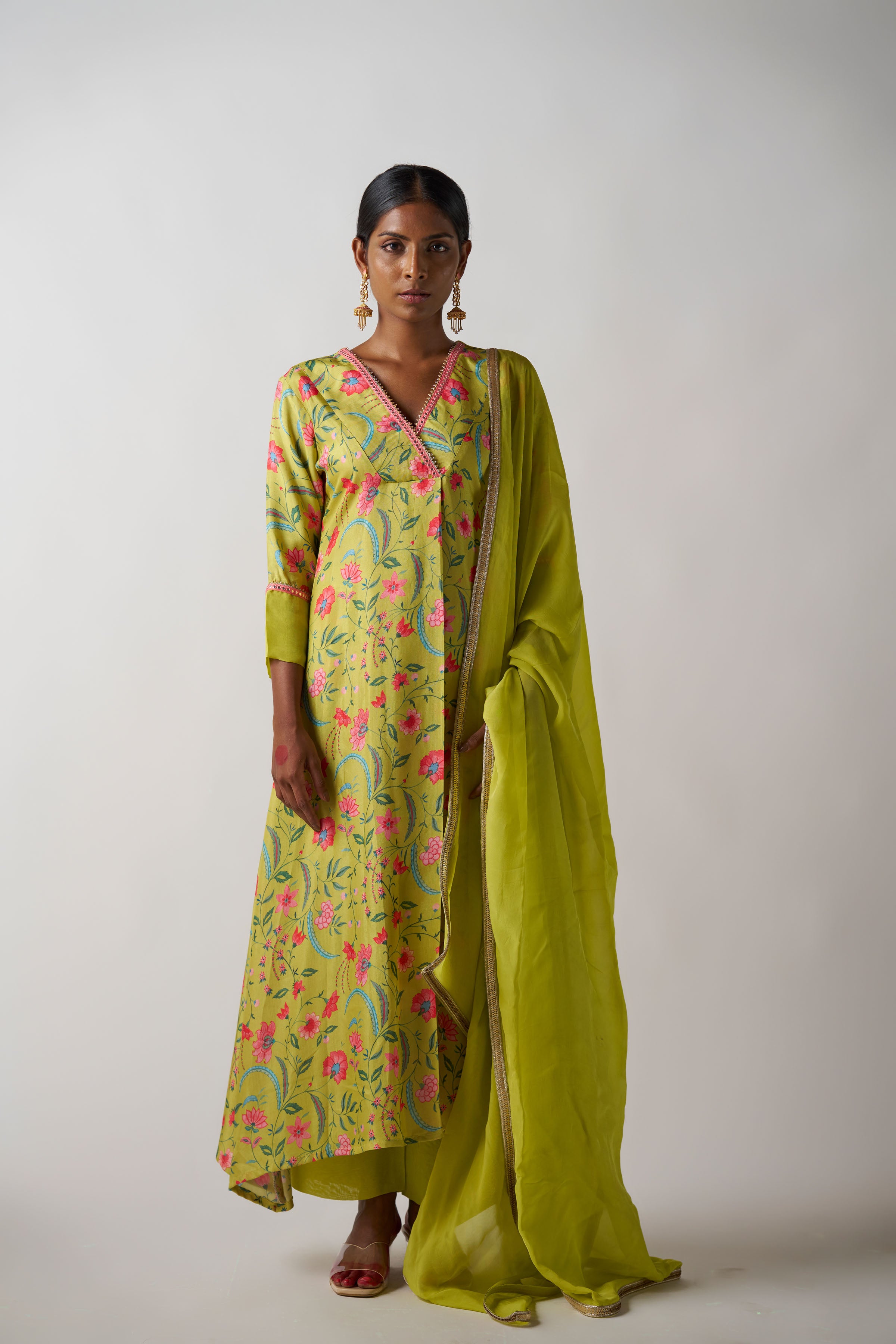 Lemon Yellow 3 Piece Suit With Dupatta