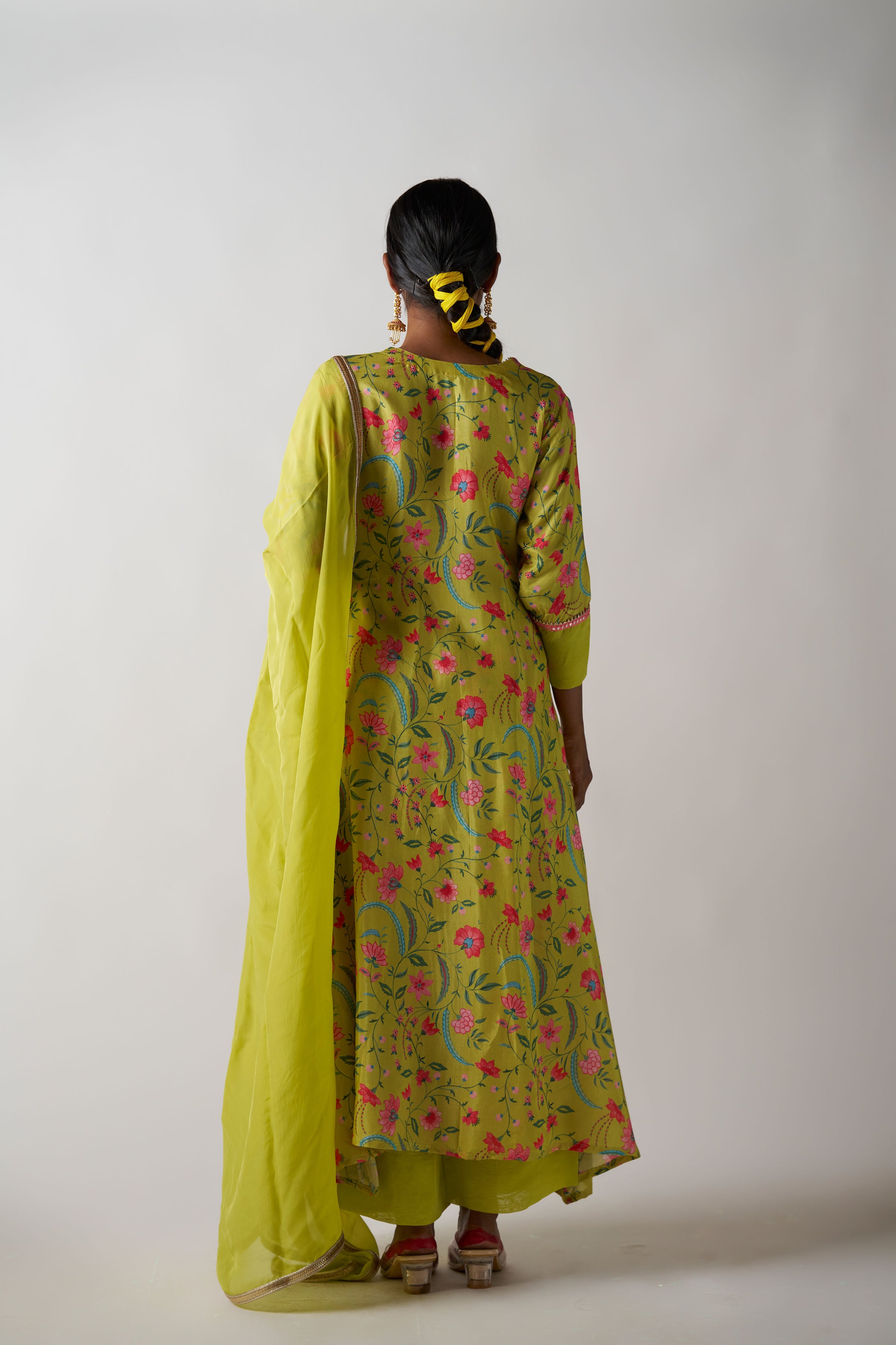 Lemon Yellow 3 Piece Suit With Dupatta