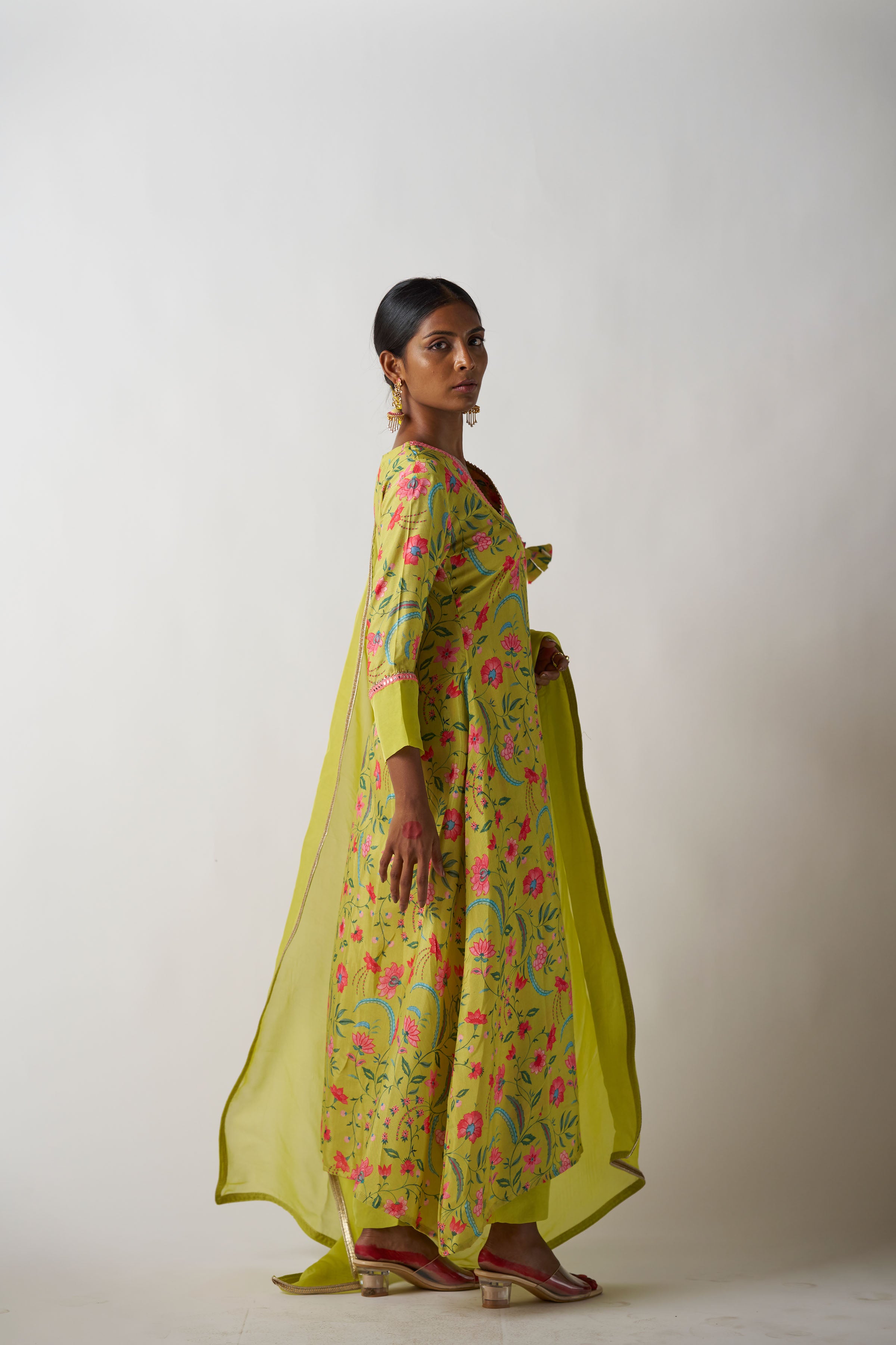 Lemon Yellow 3 Piece Suit With Dupatta