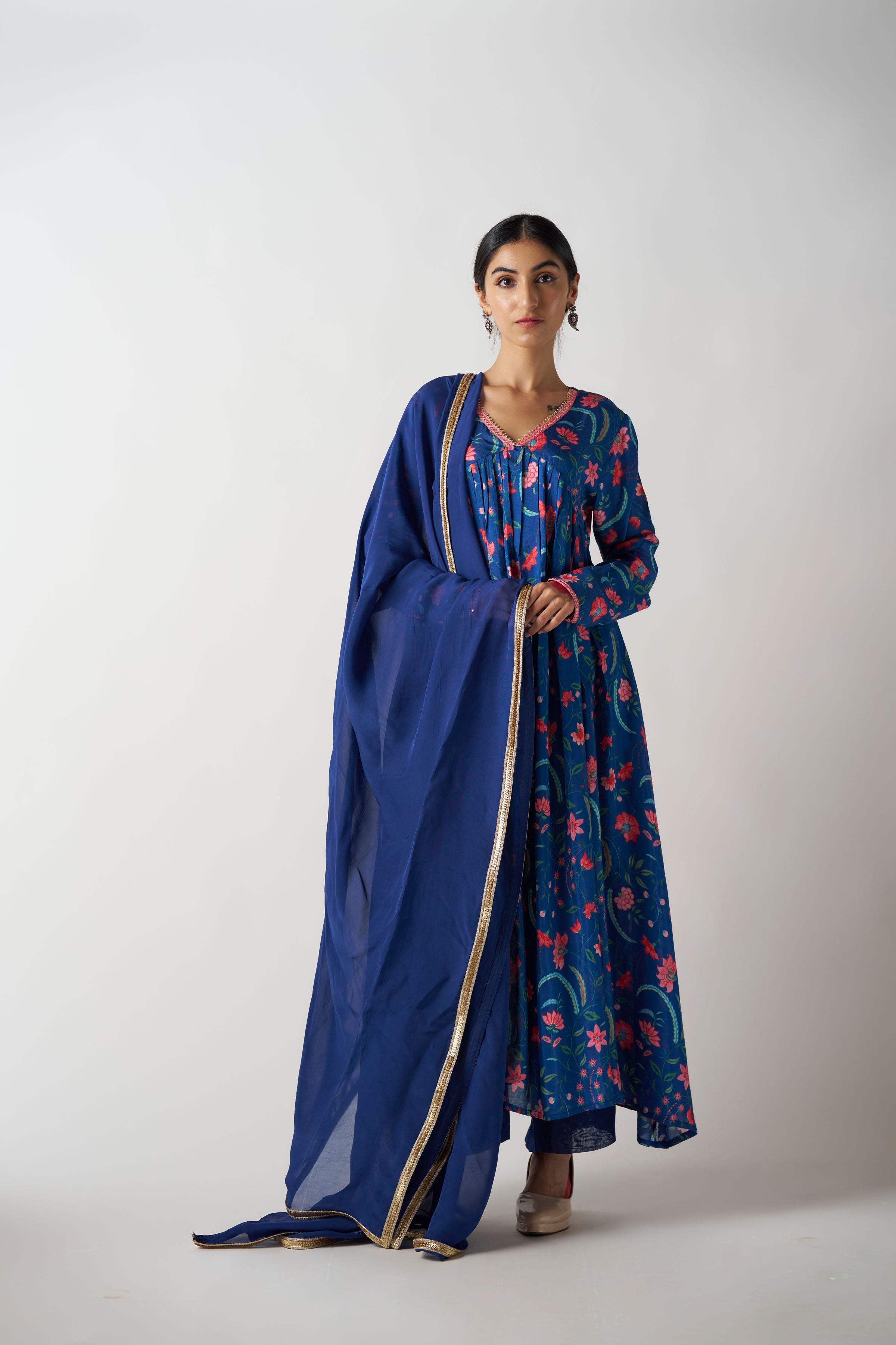 Mid Night Blue 3 Piece Suit With Dupatta