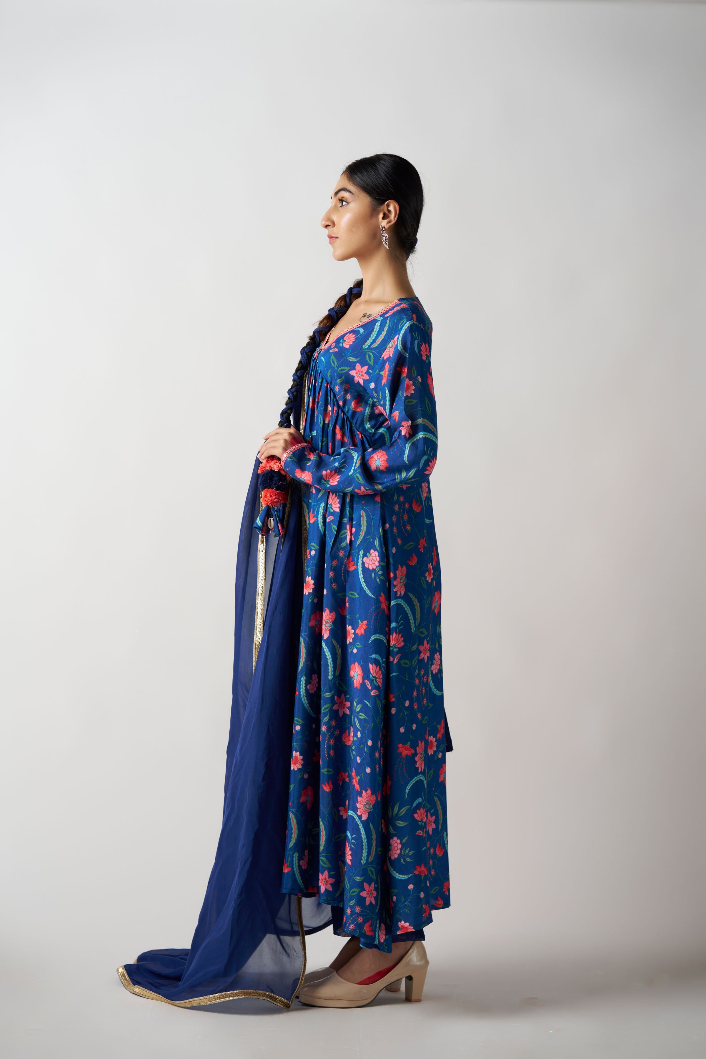 Mid Night Blue 3 Piece Suit With Dupatta