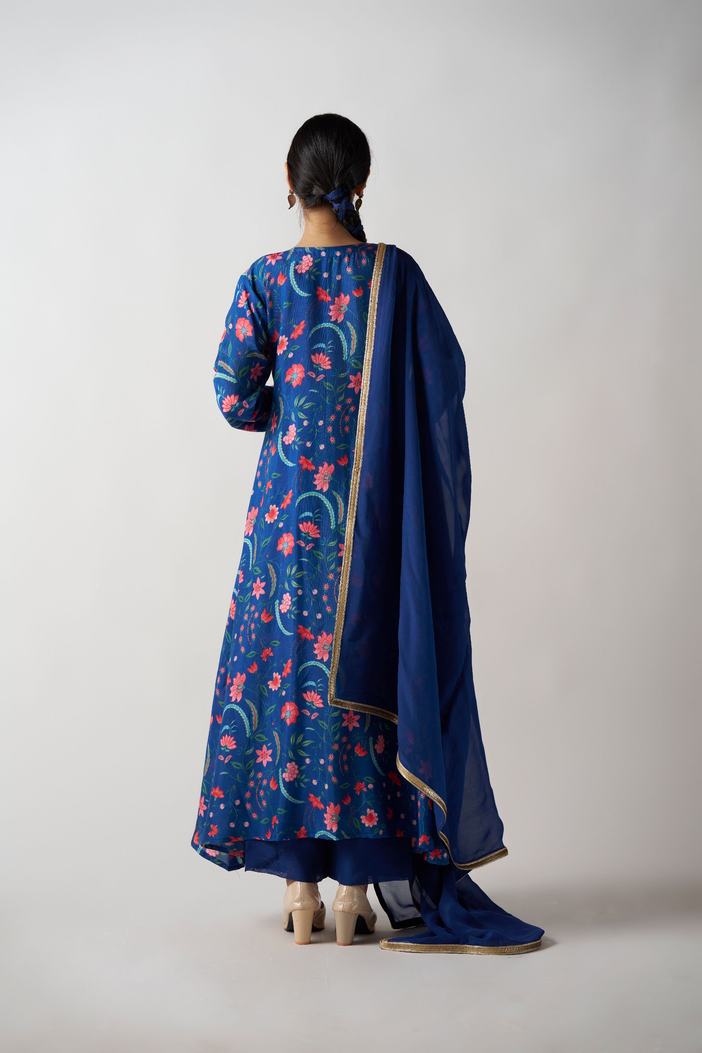 Mid Night Blue 3 Piece Suit With Dupatta