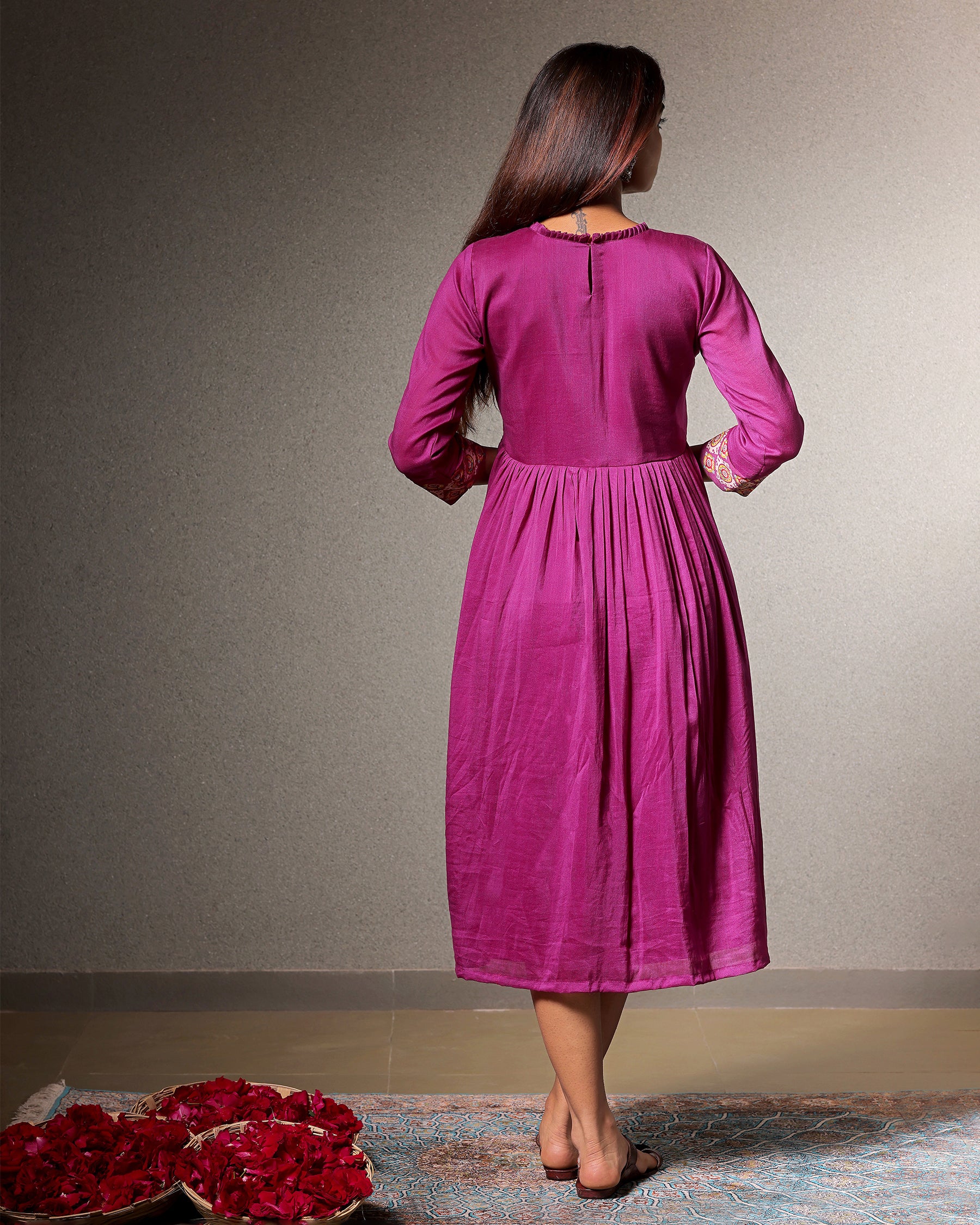 Taskeen Magenta Knee Length Dress