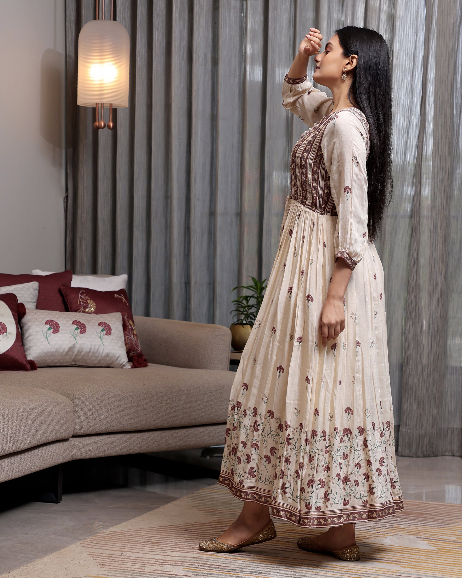 Chandni - Flared Beige Dress