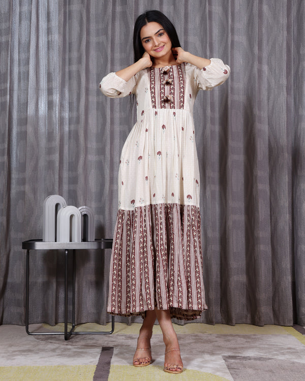 Chandni - Beige Tiered Dress