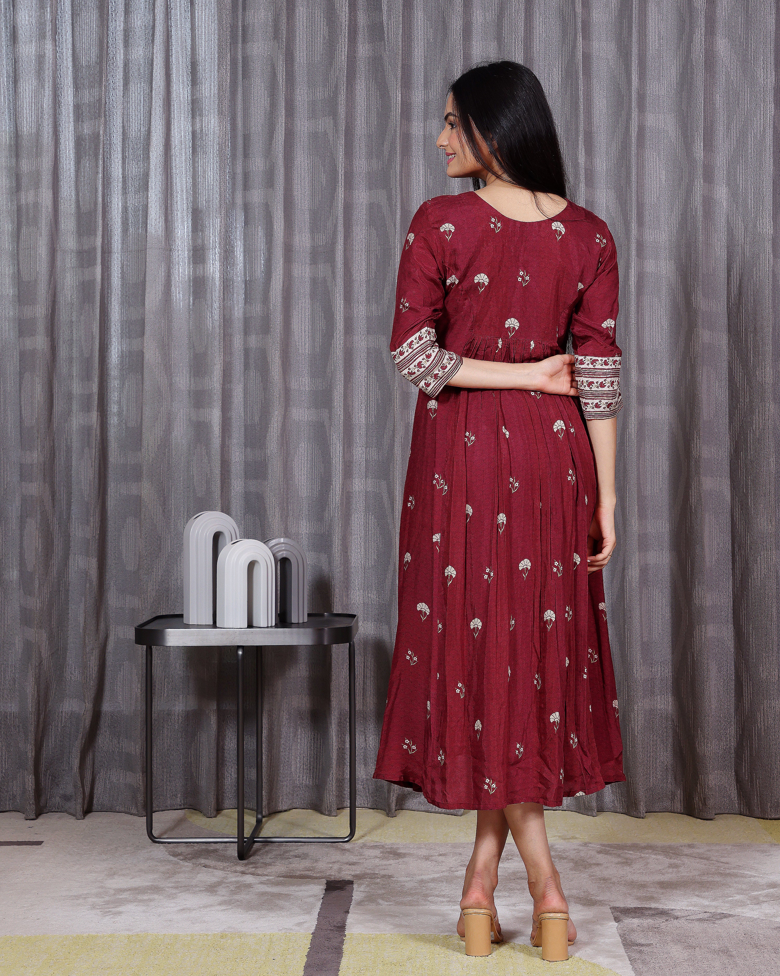 Chandni - Princess Cut Maroon Dress