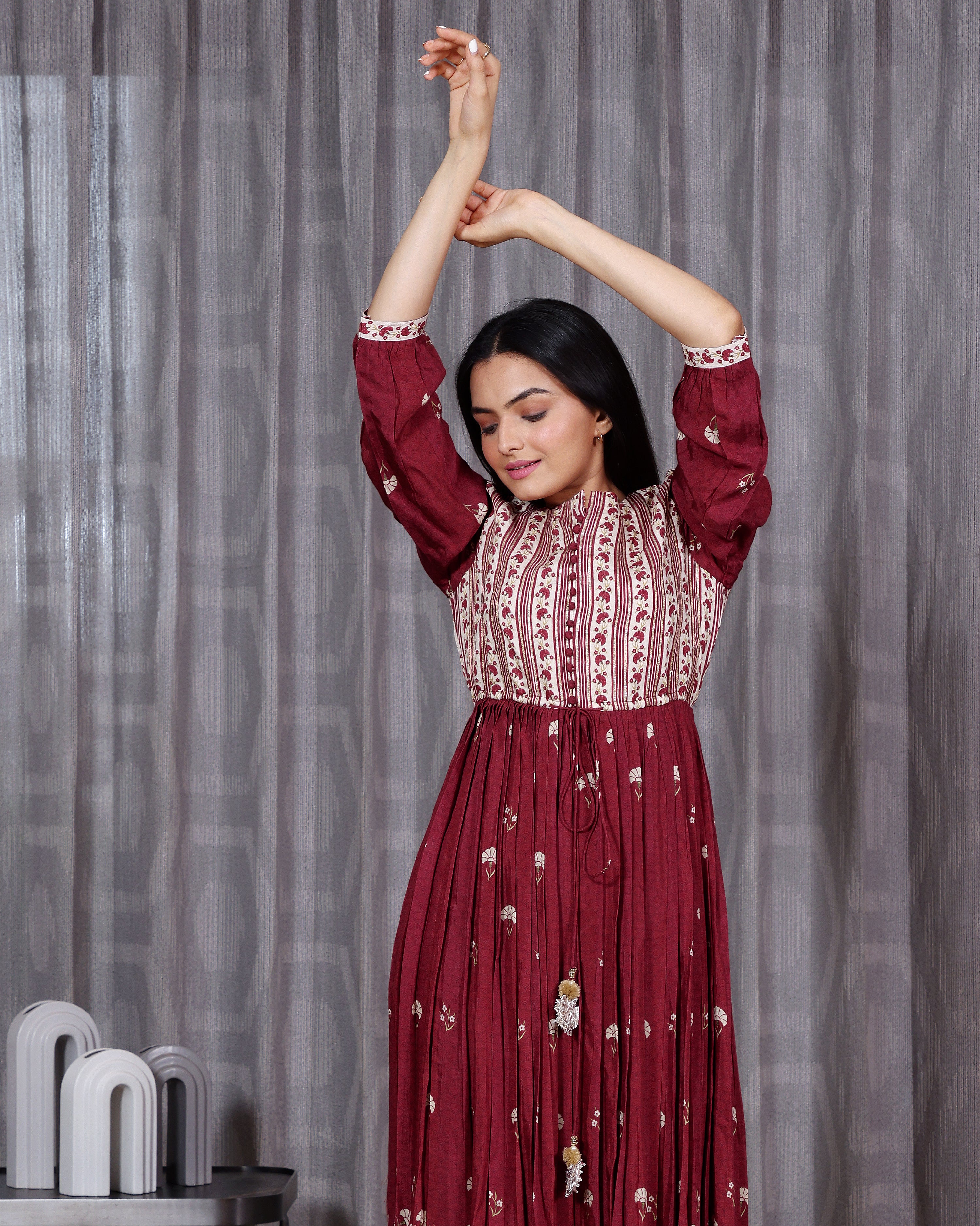 Chandni - Flared Maroon Dress