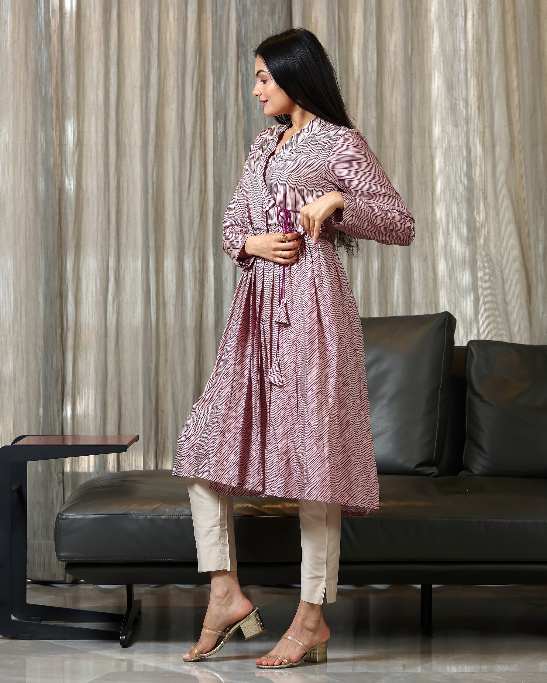 Nargis - Plum Purple Angrakha Style Dress