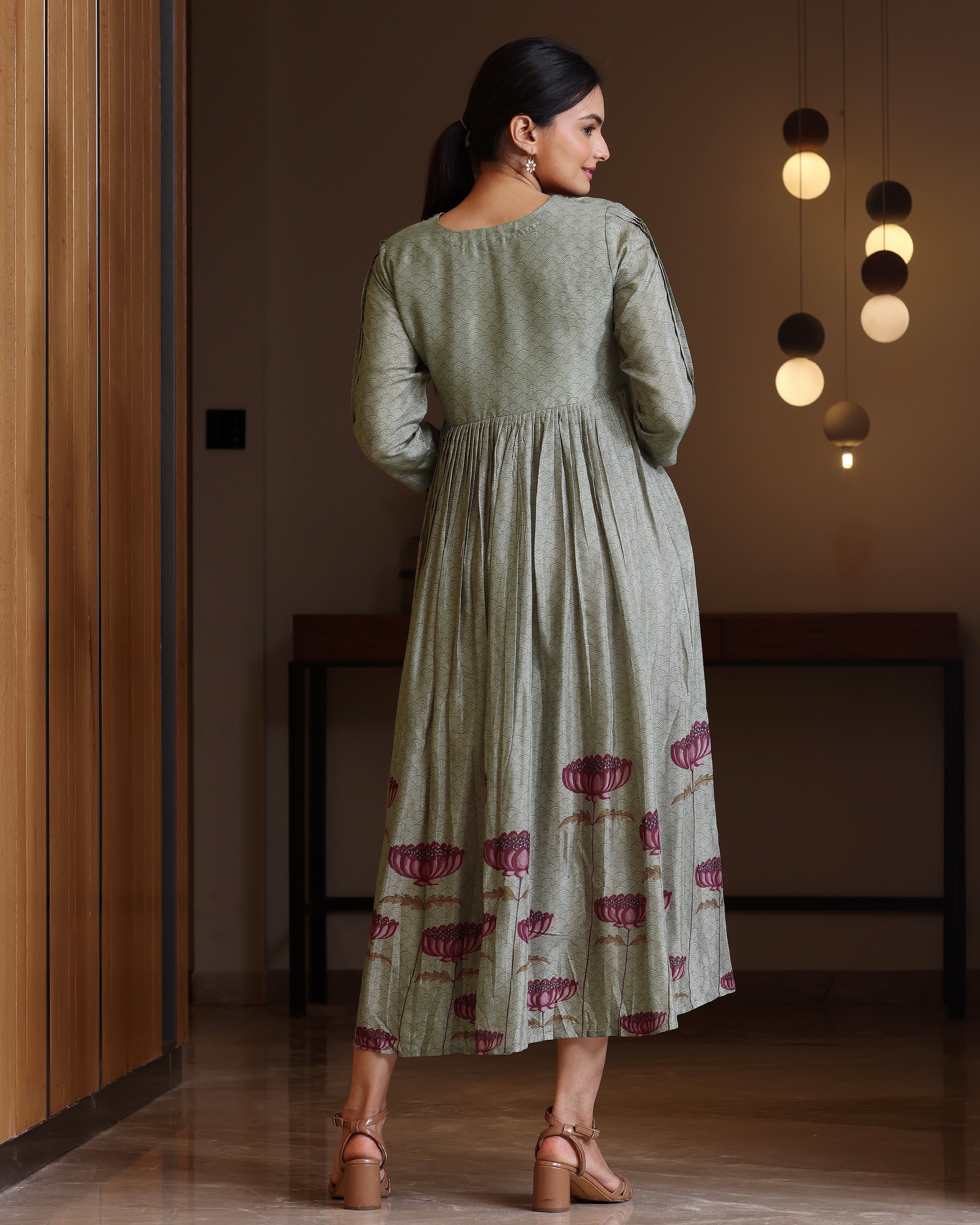 Padma - Magnetic Grey Emprire Waist Dress