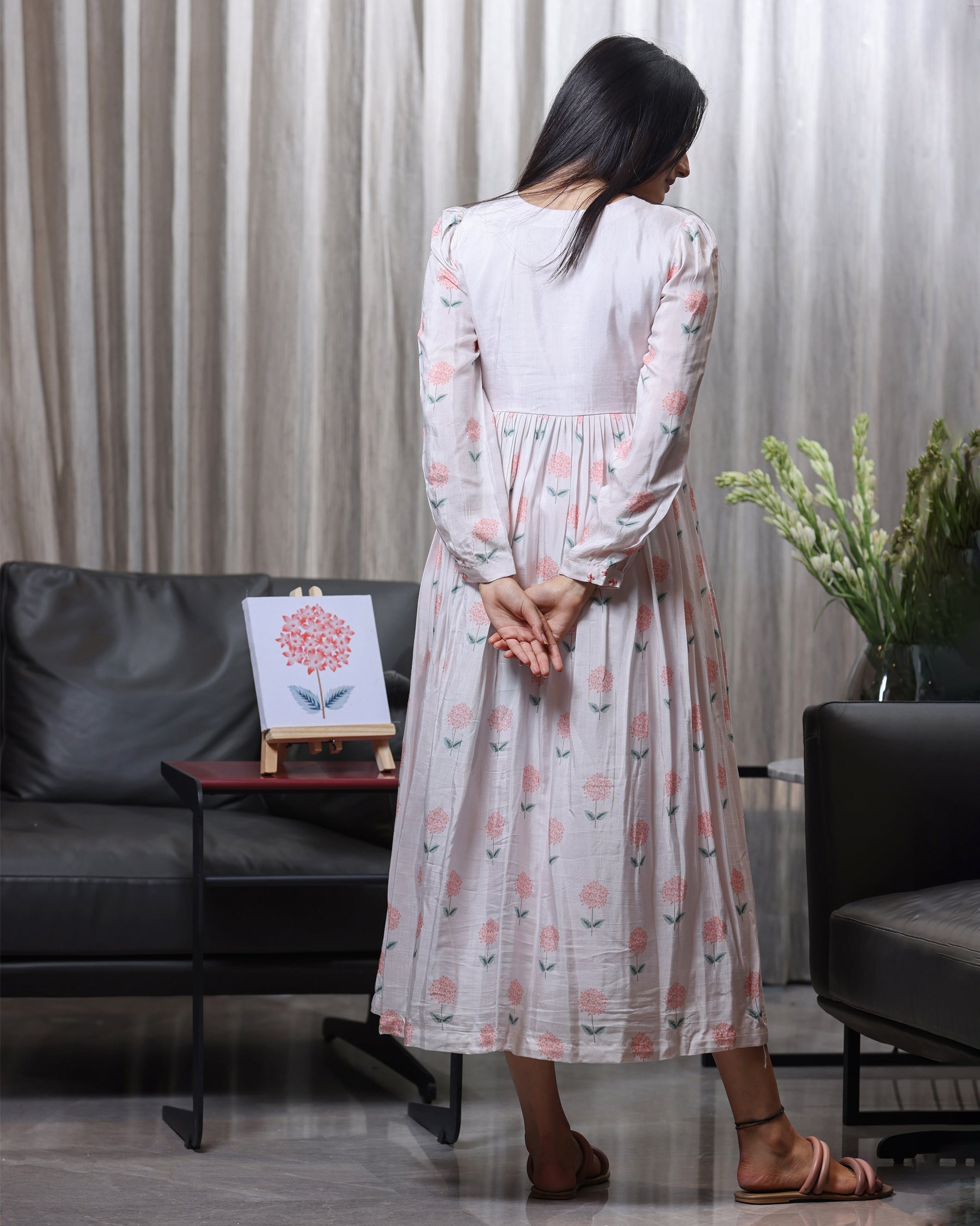 Hydrangea - Ice Peach Gathered Dress