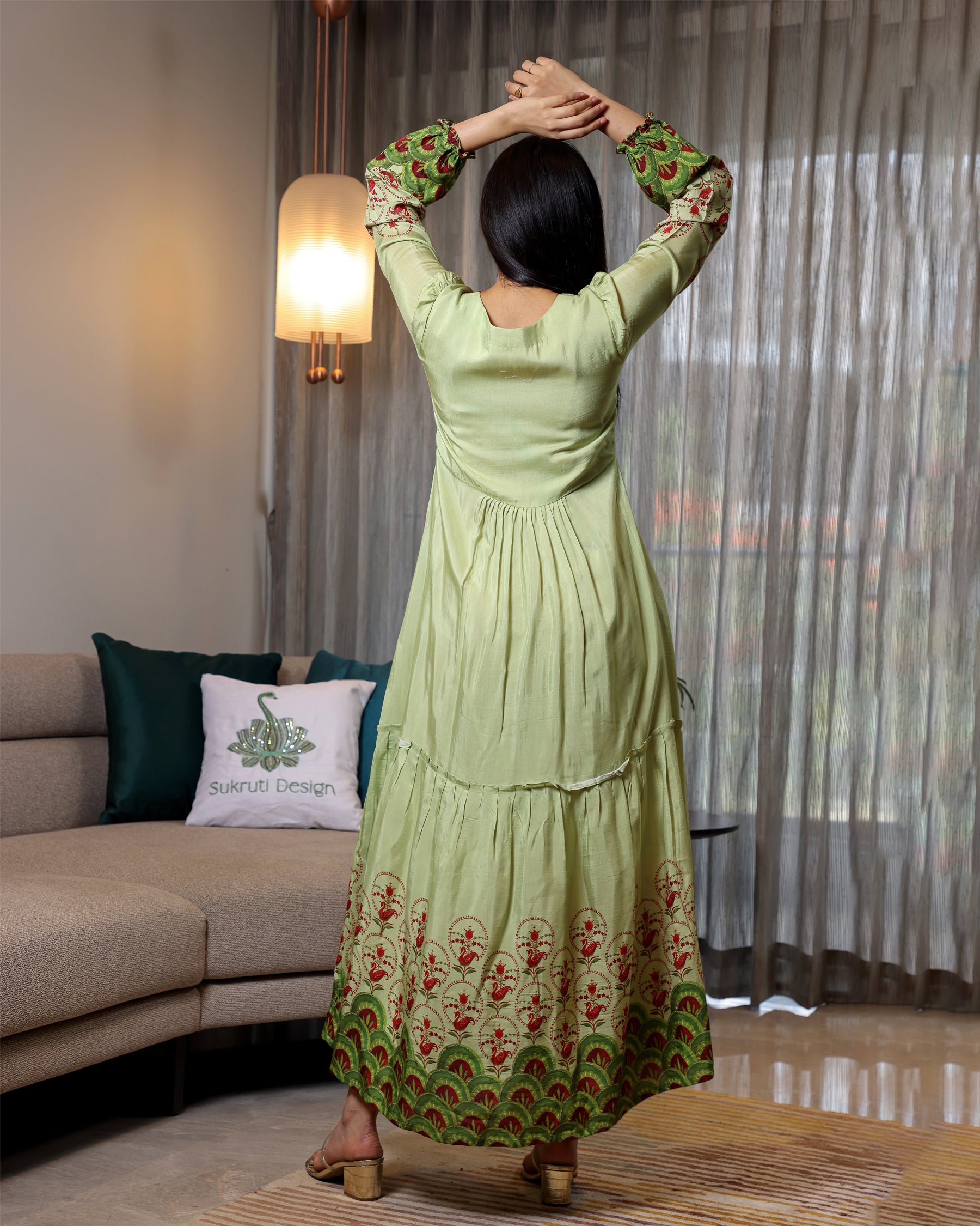 Mayuri - Mint Green Long Tiered Dress