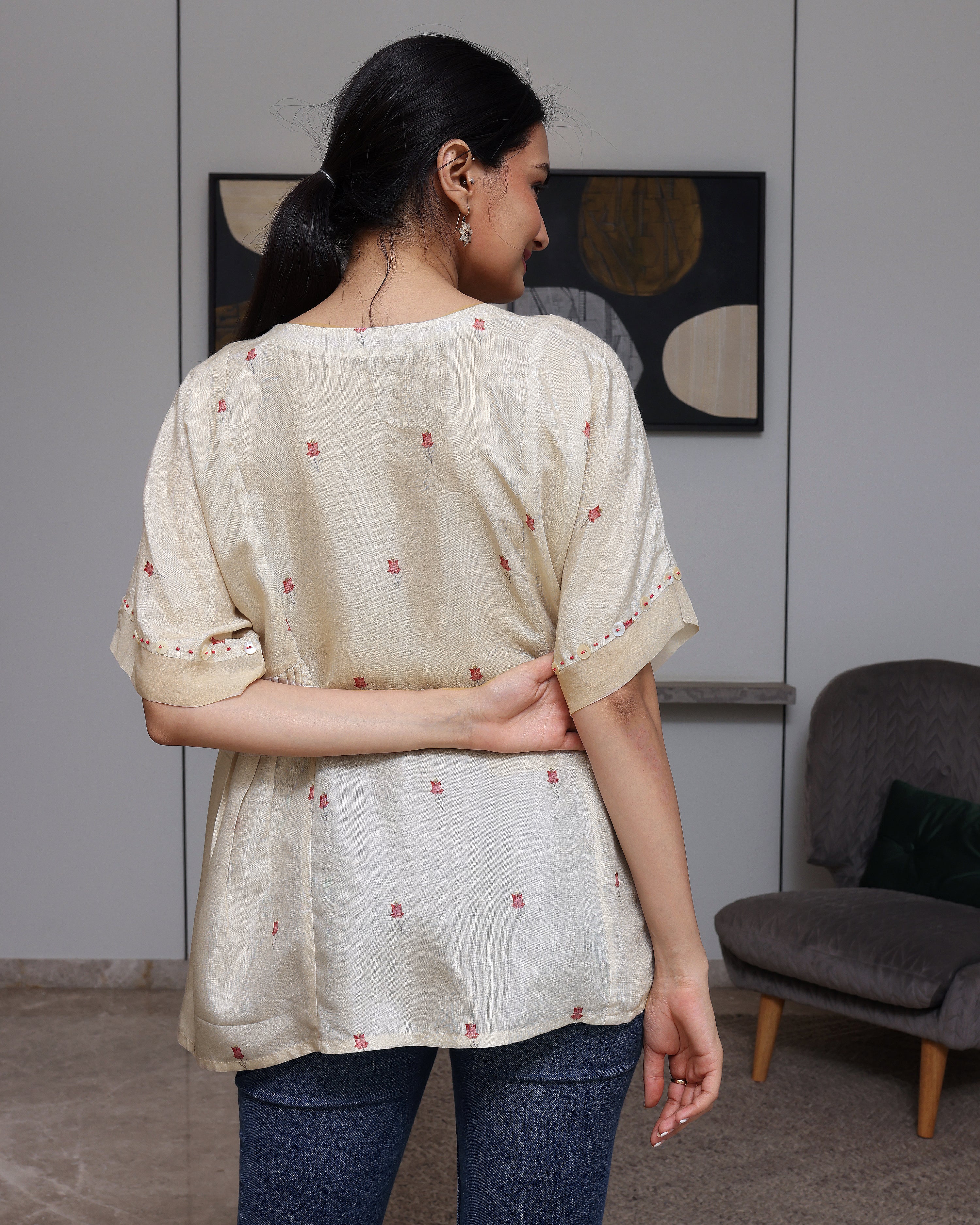 Gulab - Shell White Batwing Top