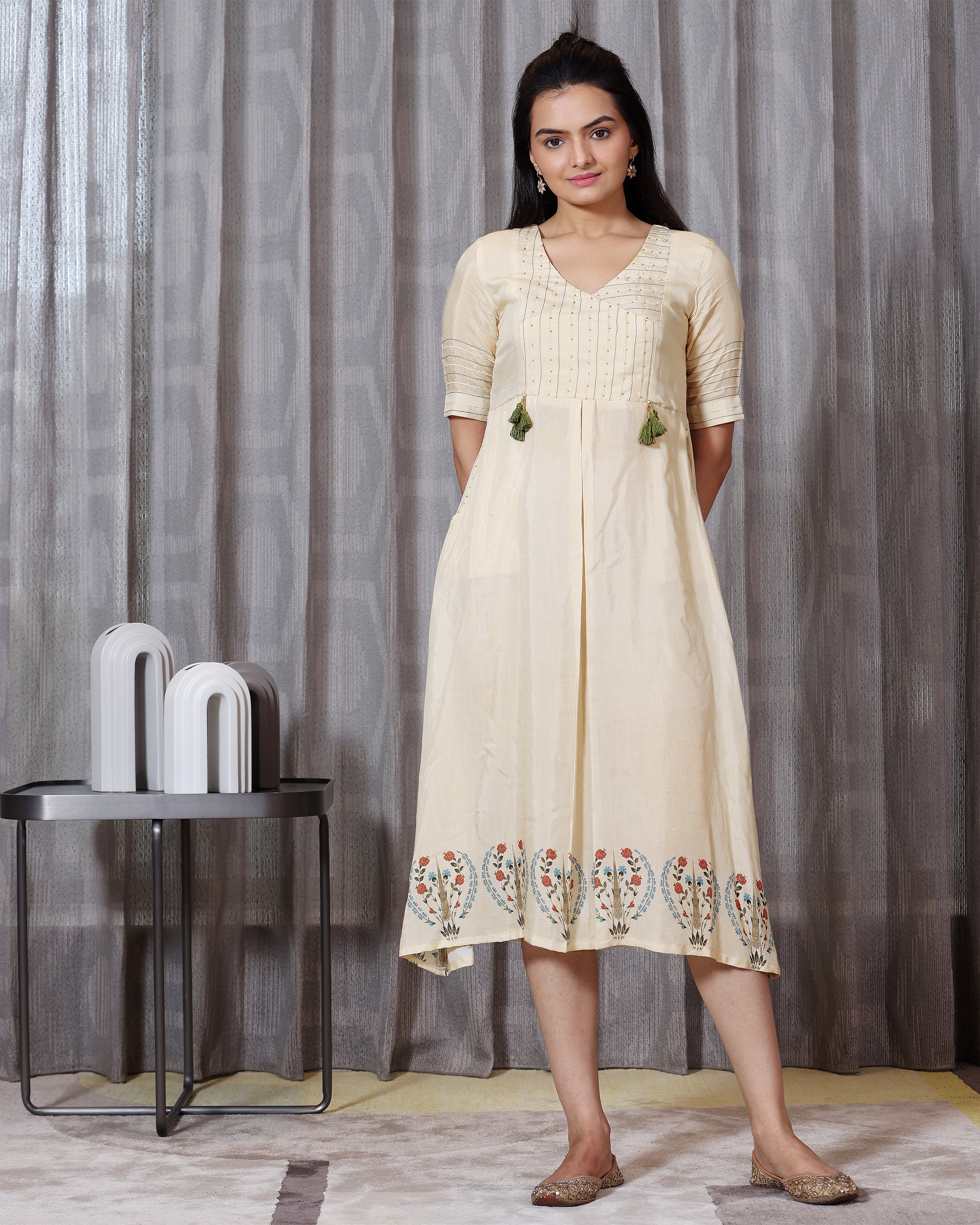 Noor - Beige Midi Dress