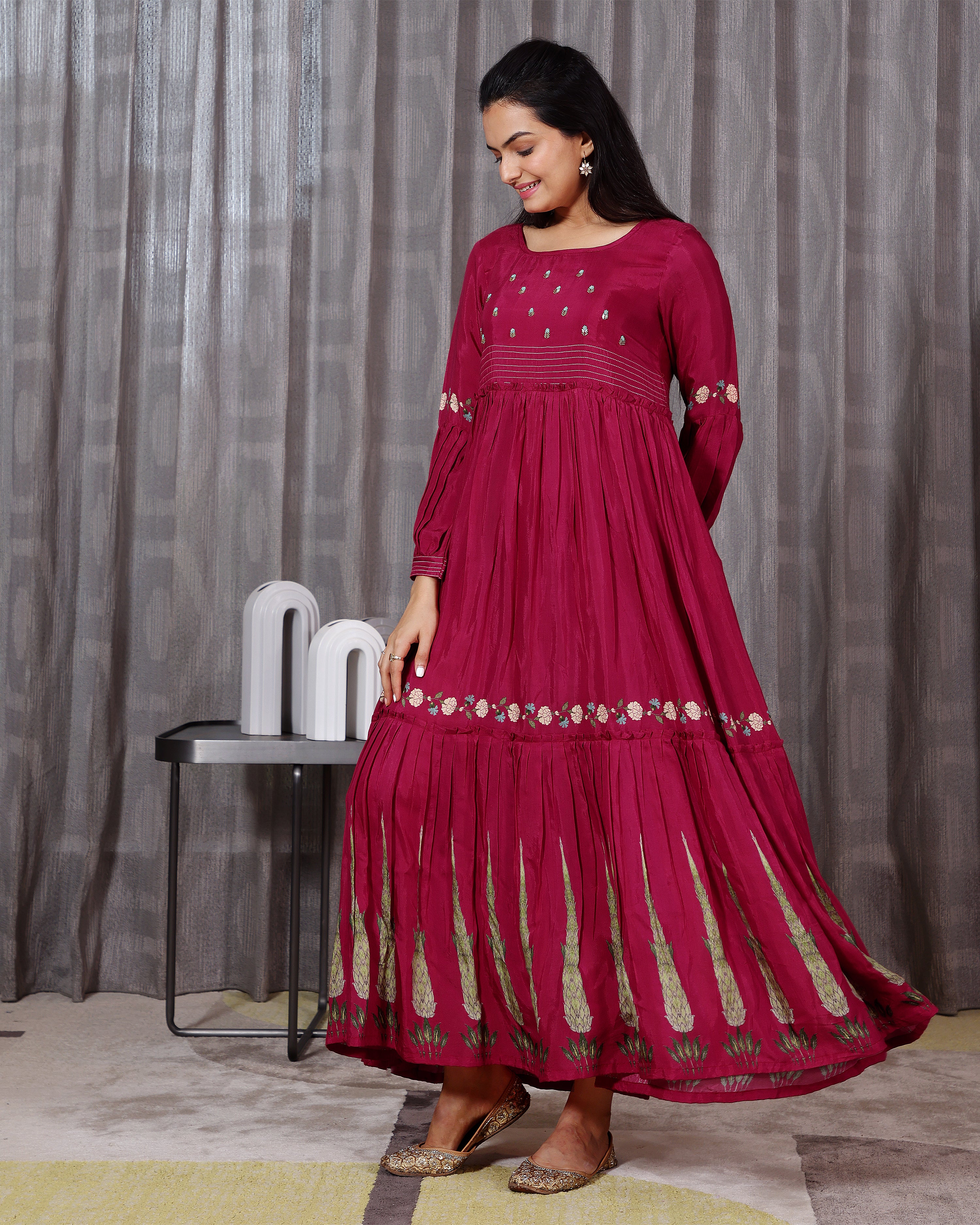 Noor - Rosehip Tiered Printed Dress