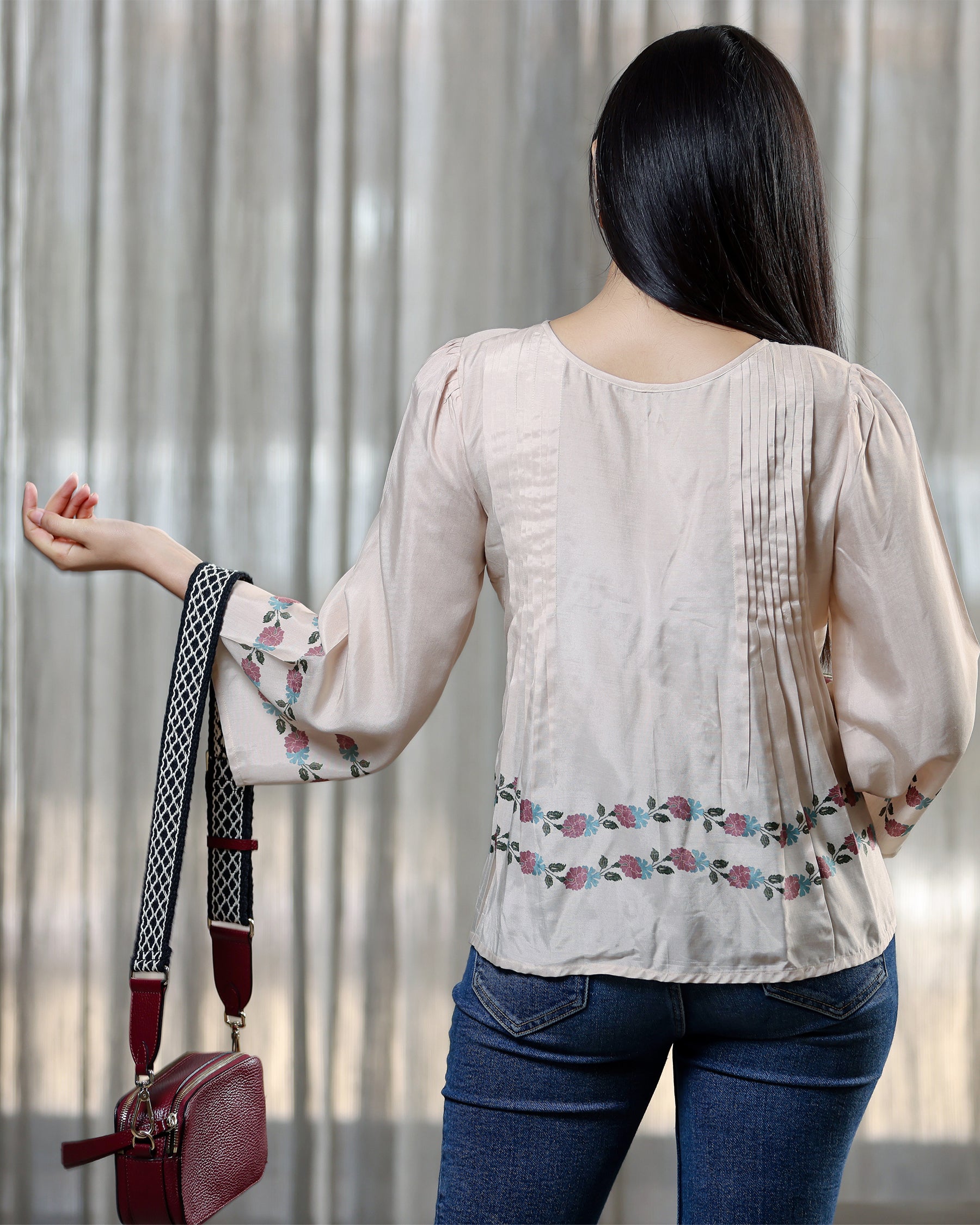 Noor - Beige Pin Tuck Top