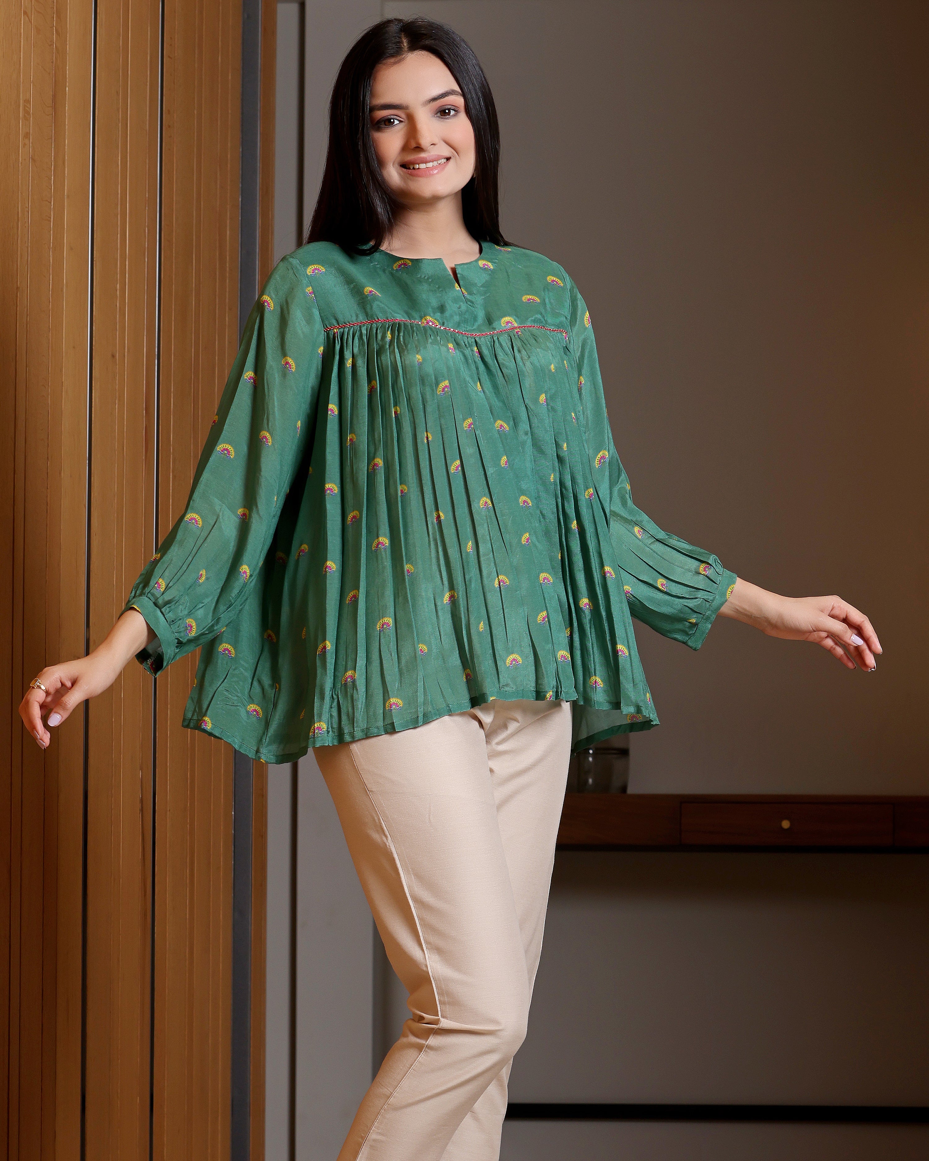 Mayura - Jade Green Flared Top