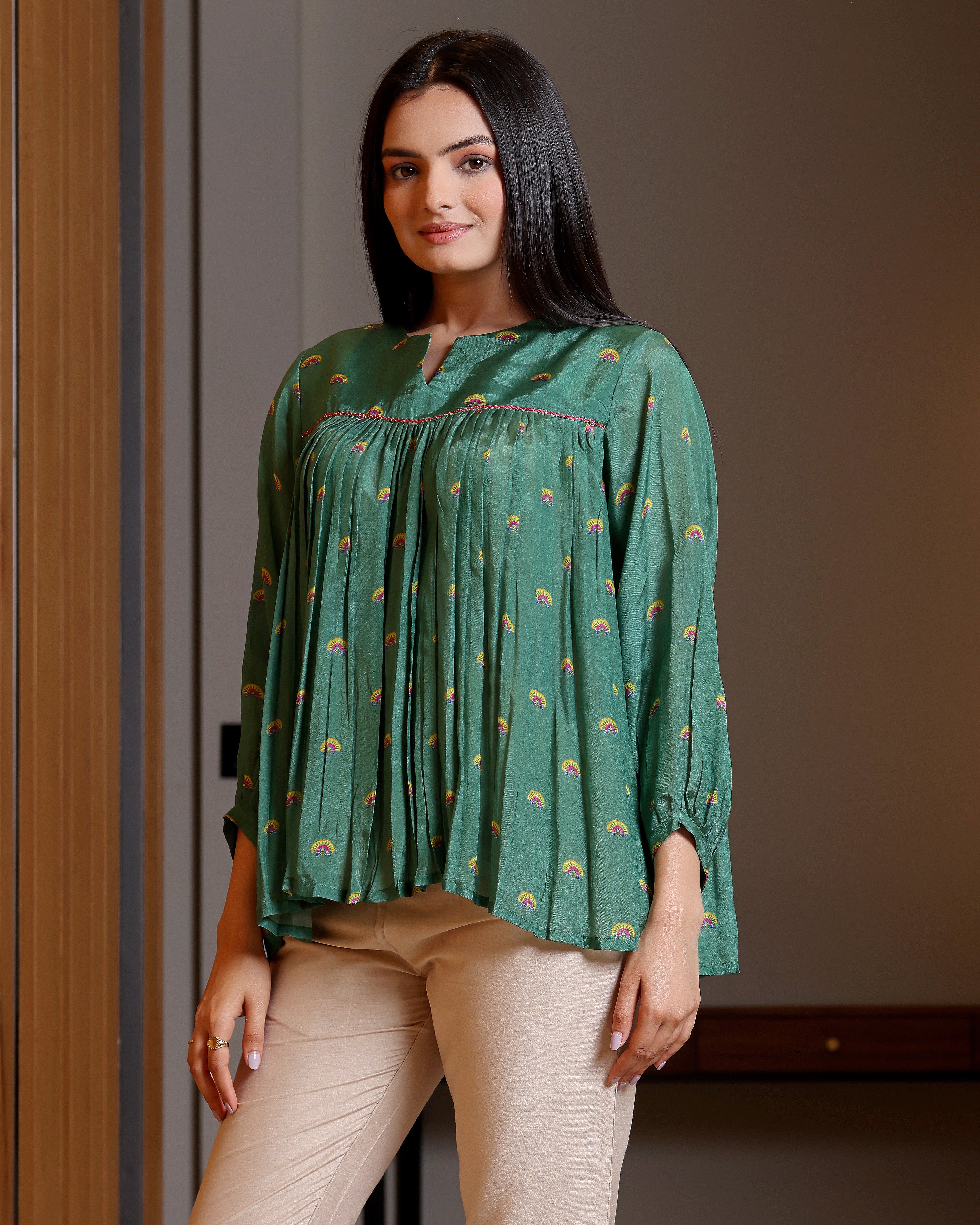 Mayura - Jade Green Flared Top