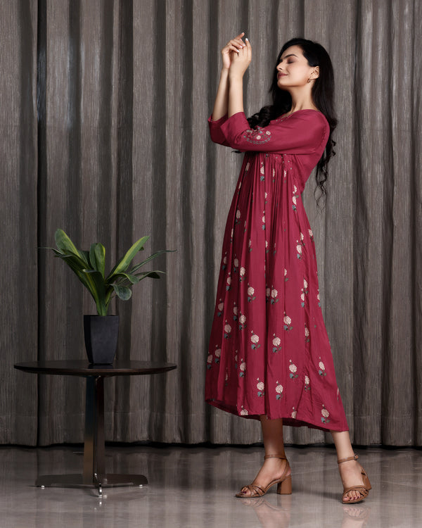 Noor - Rosehip Gathered Dress