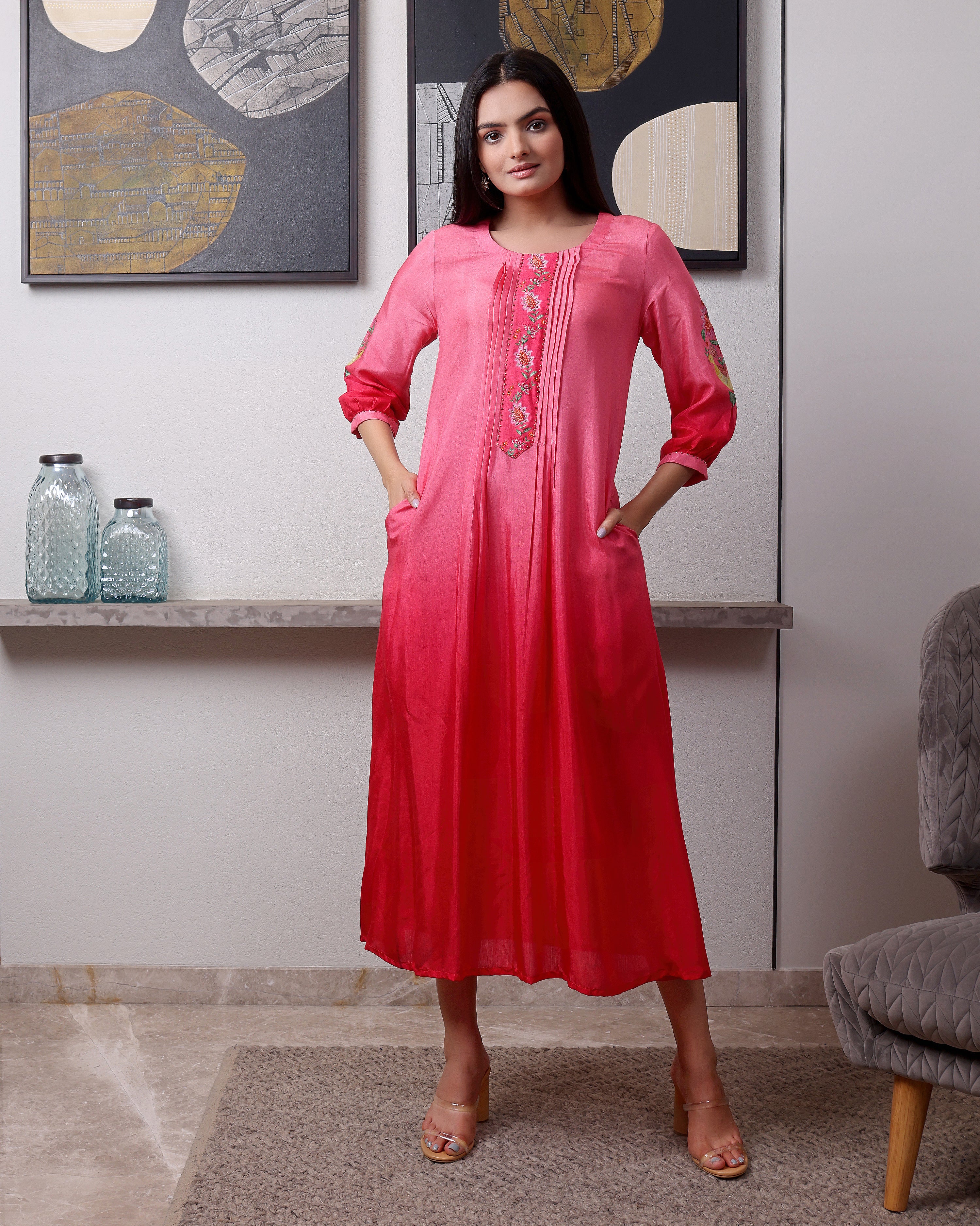 Chidiya - Royal Pink Flared Dress