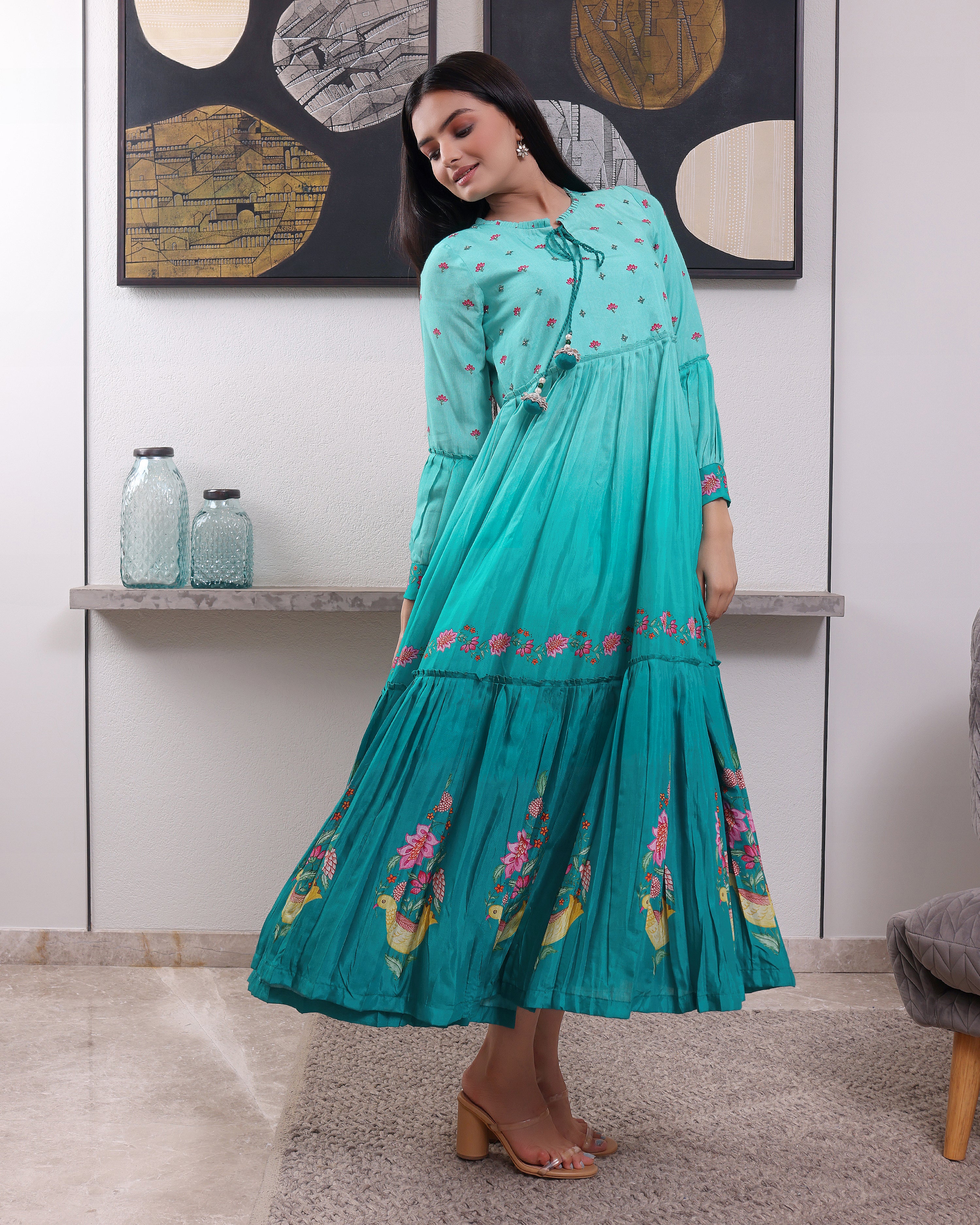Chidiya - Sapphire Blue tiered Dress