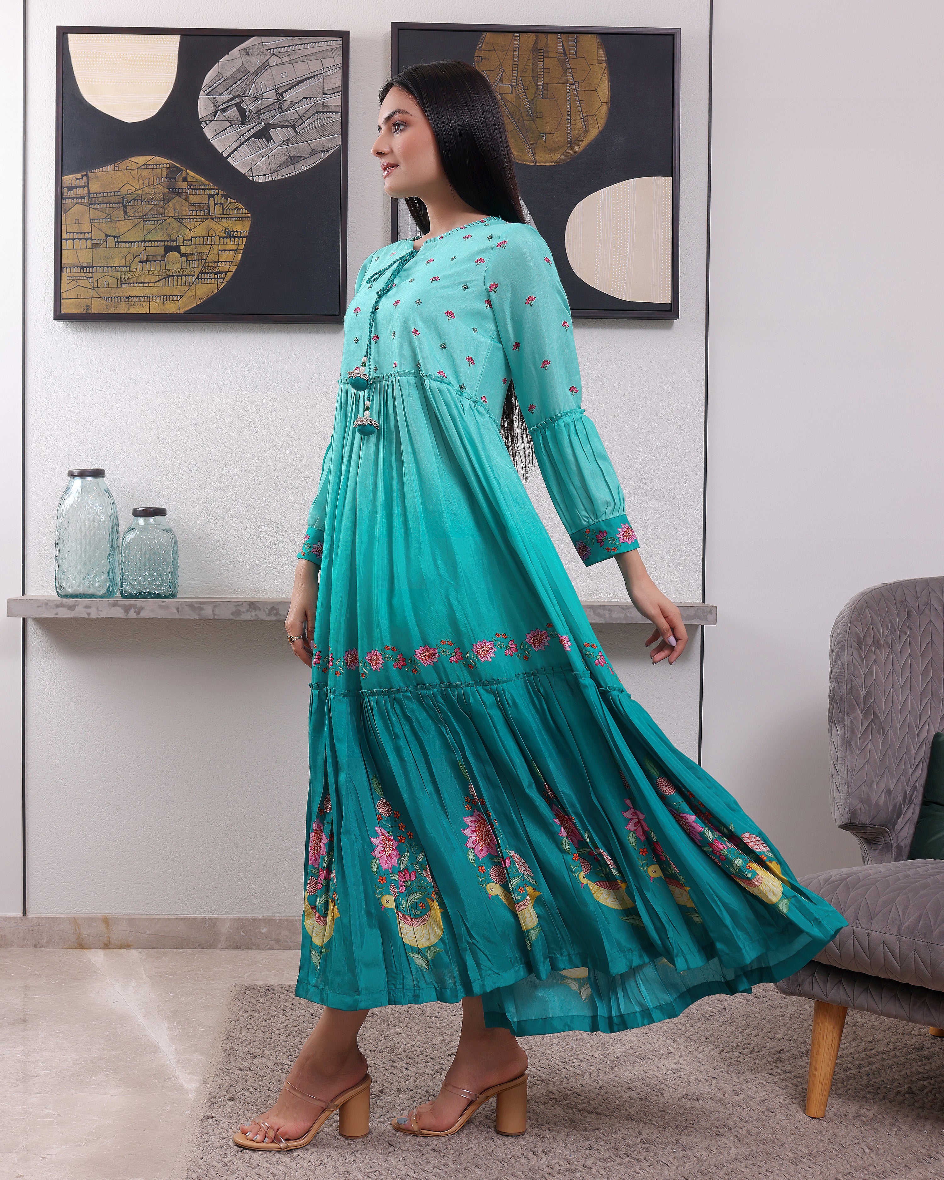 Chidiya - Sapphire Blue tiered Dress