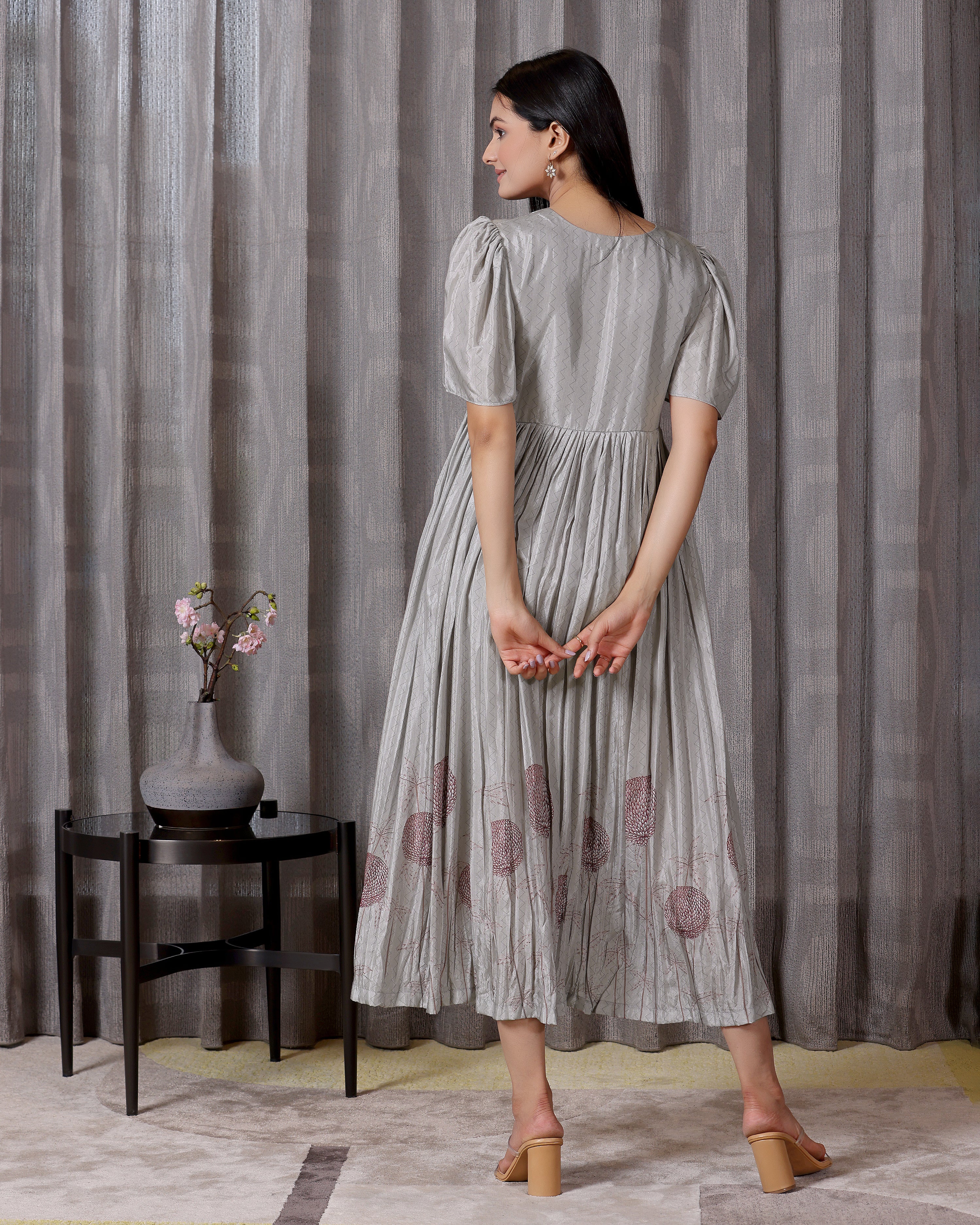 Dahlia - Classic Grey V Neck Maxi Dress