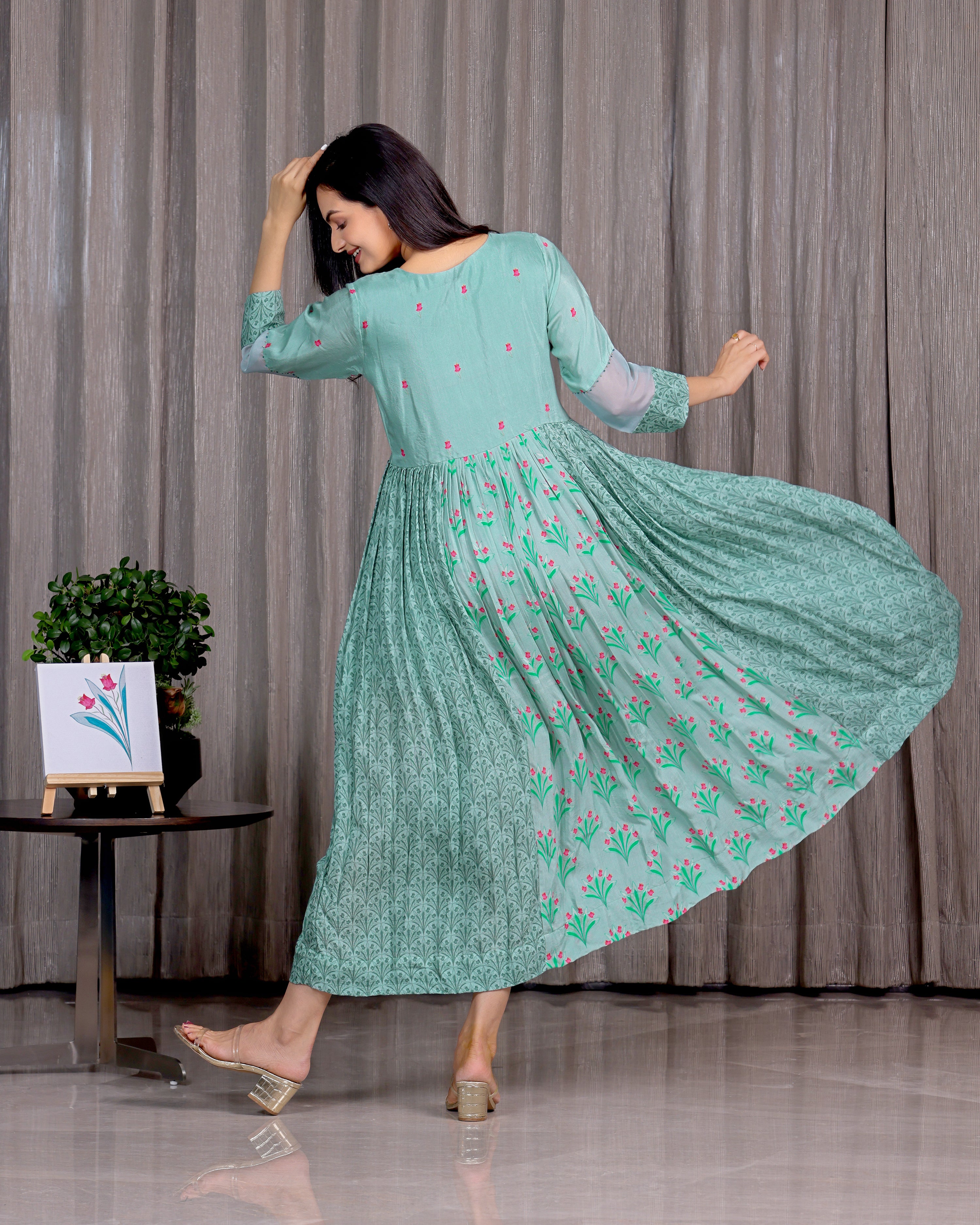 Gulab - Aqua Blue Flared Dress