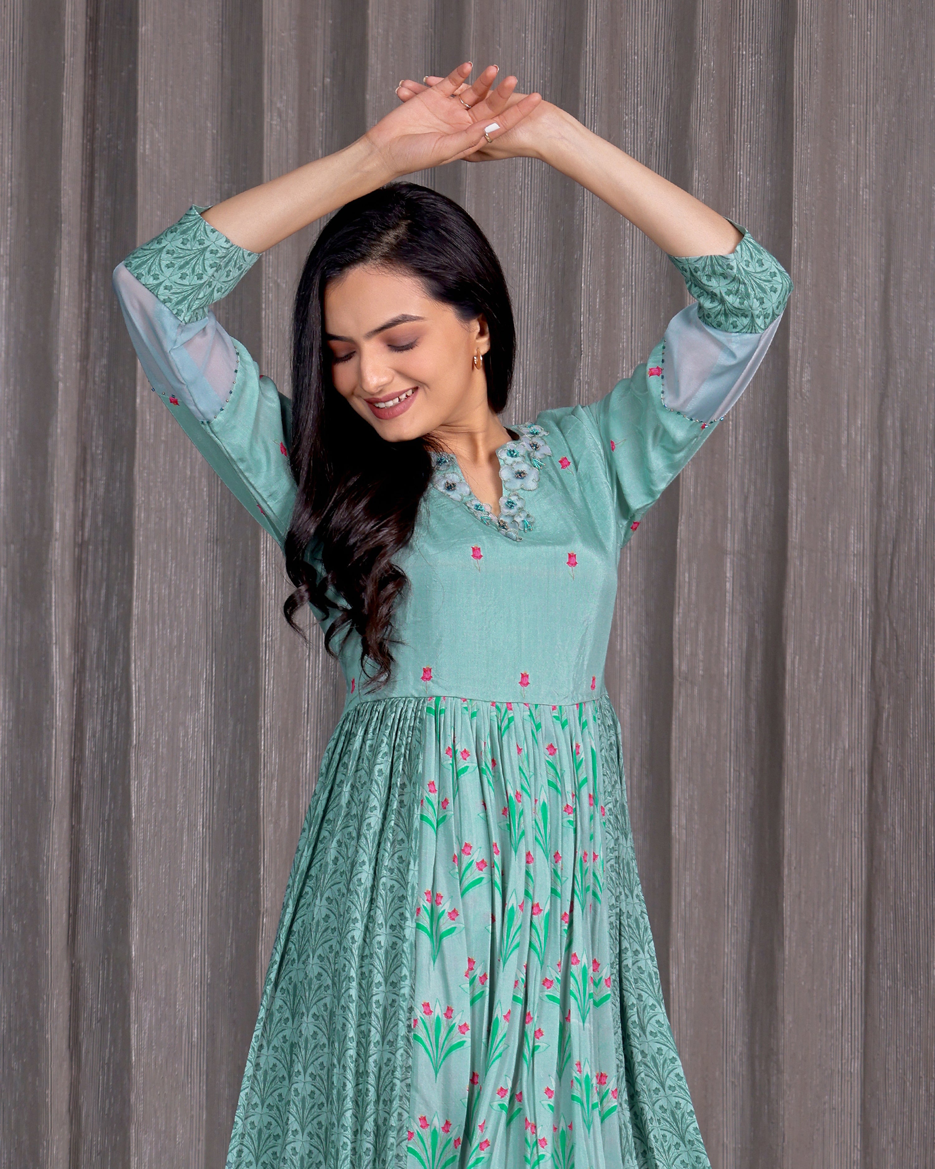Gulab - Aqua Blue Flared Dress
