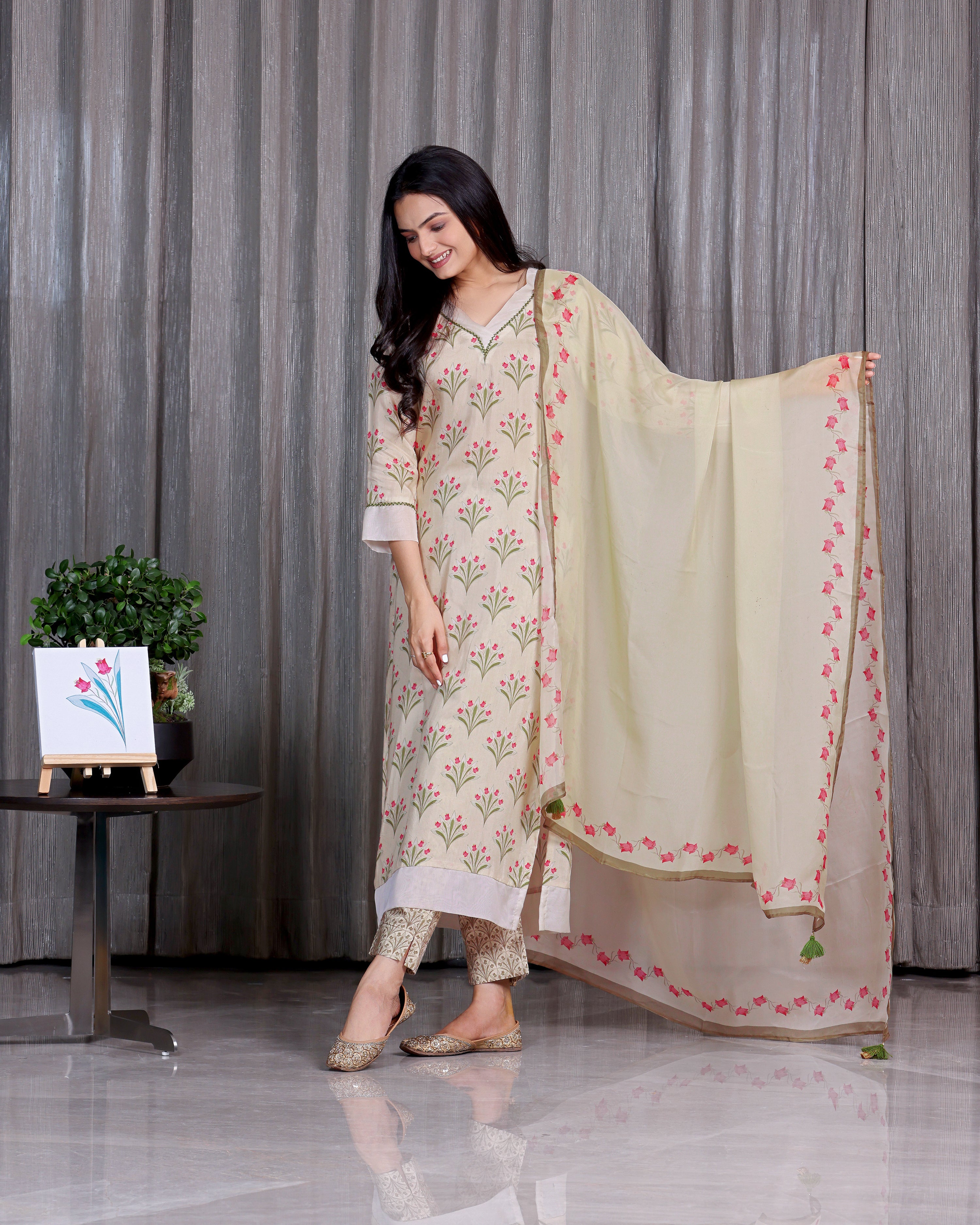 Gulab - Shell White 3 Pcs Set