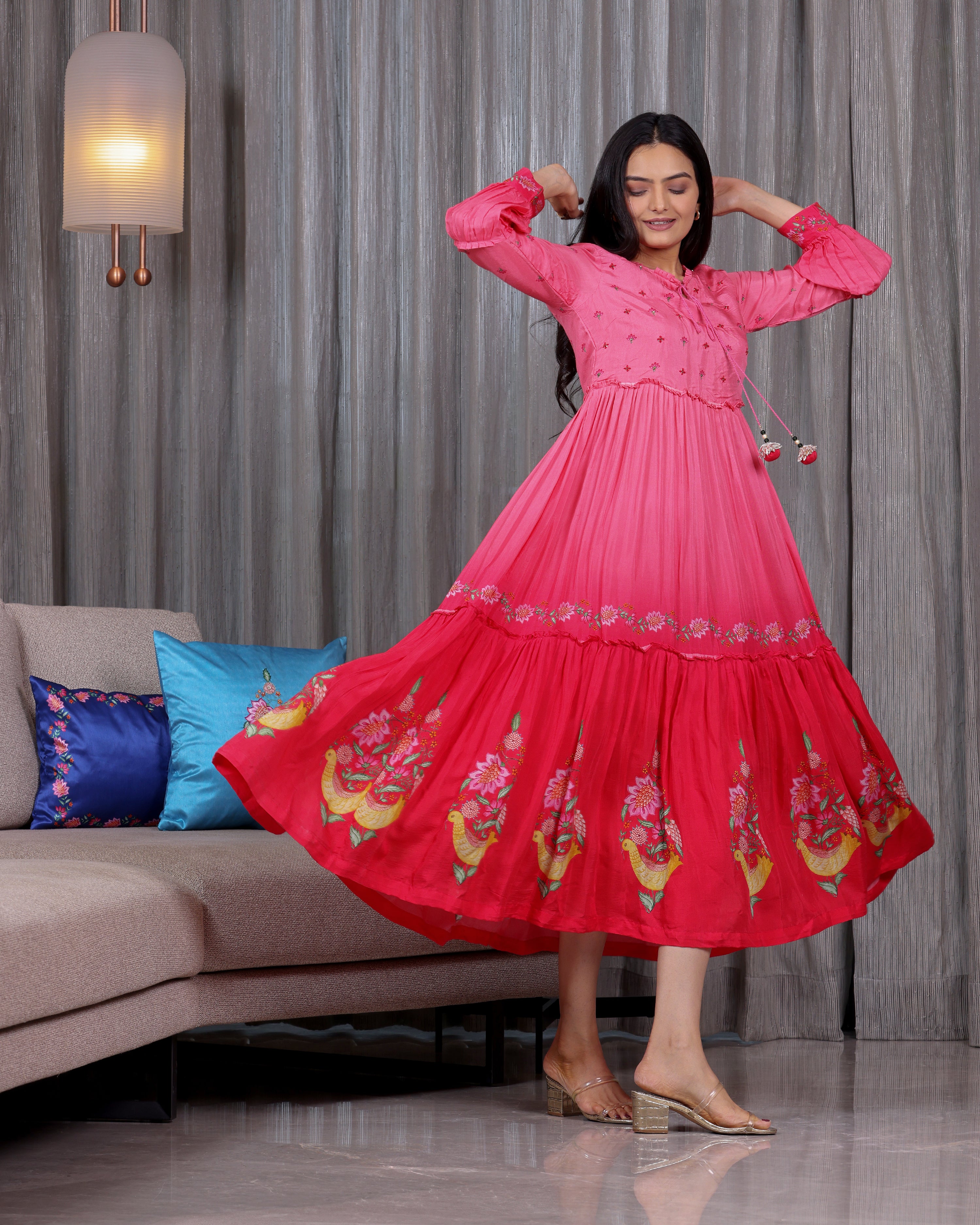 Chidiya - Royal Pink tiered Dress