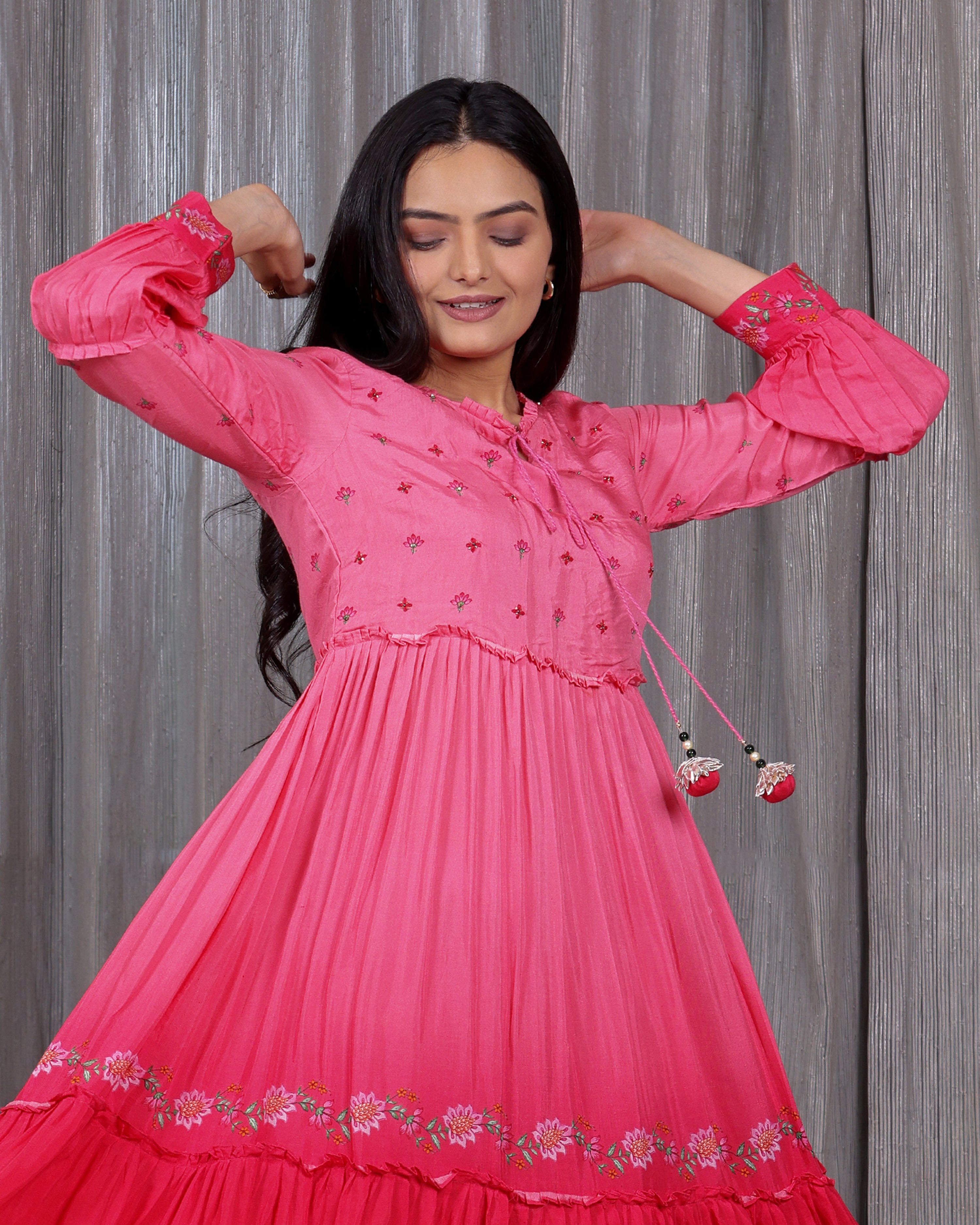 Chidiya - Royal Pink tiered Dress