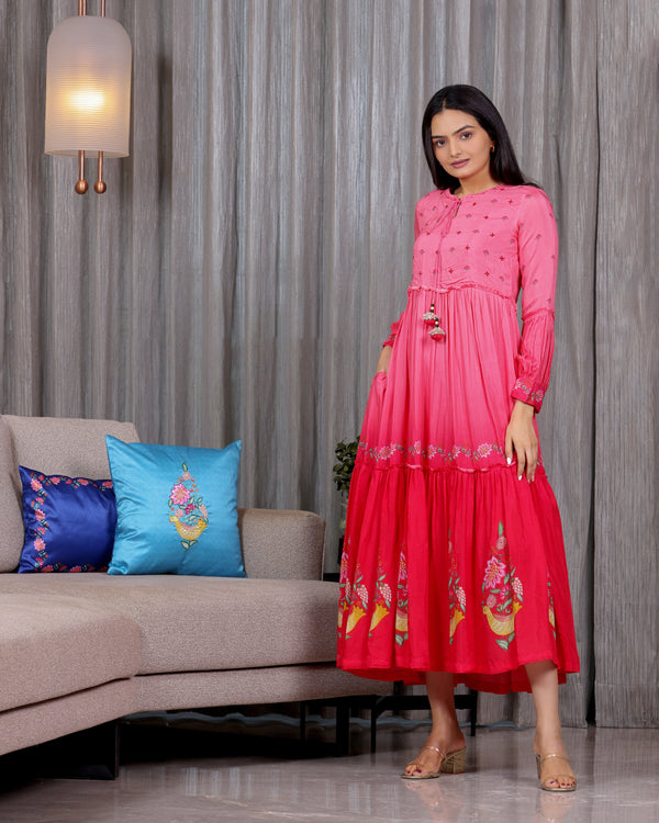 Chidiya - Royal Pink tiered Dress