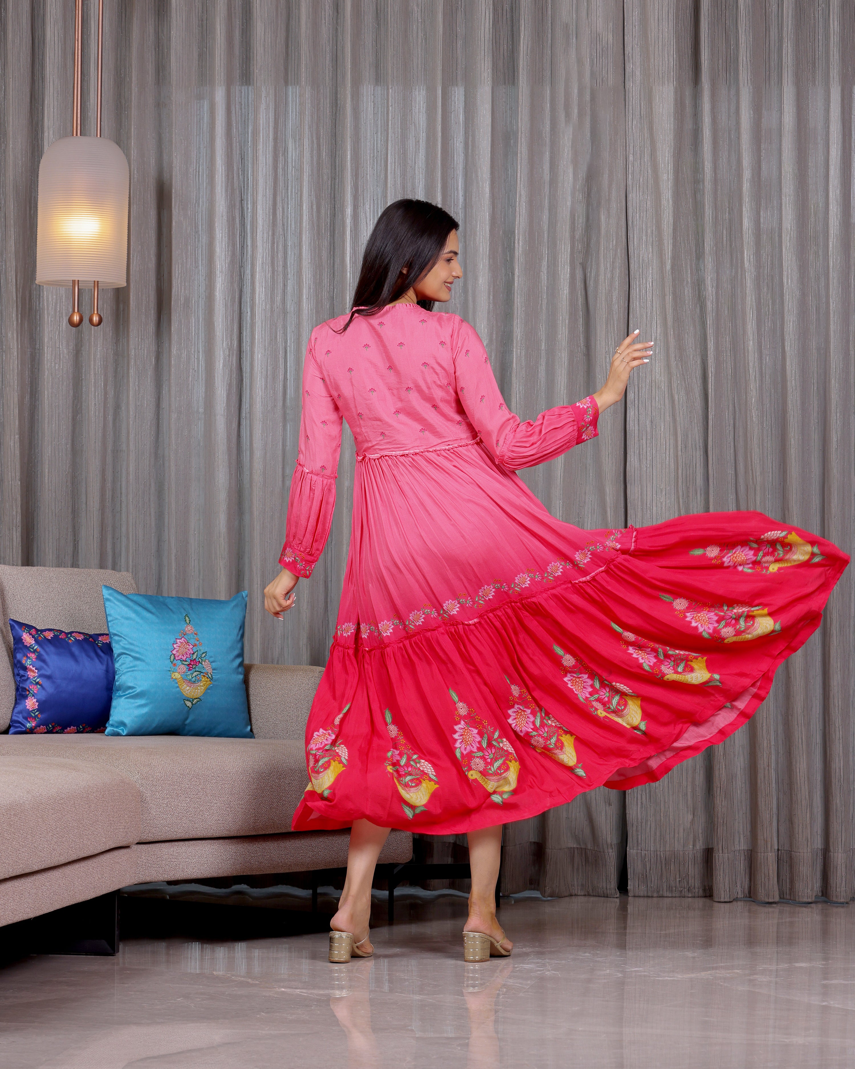 Chidiya - Royal Pink tiered Dress