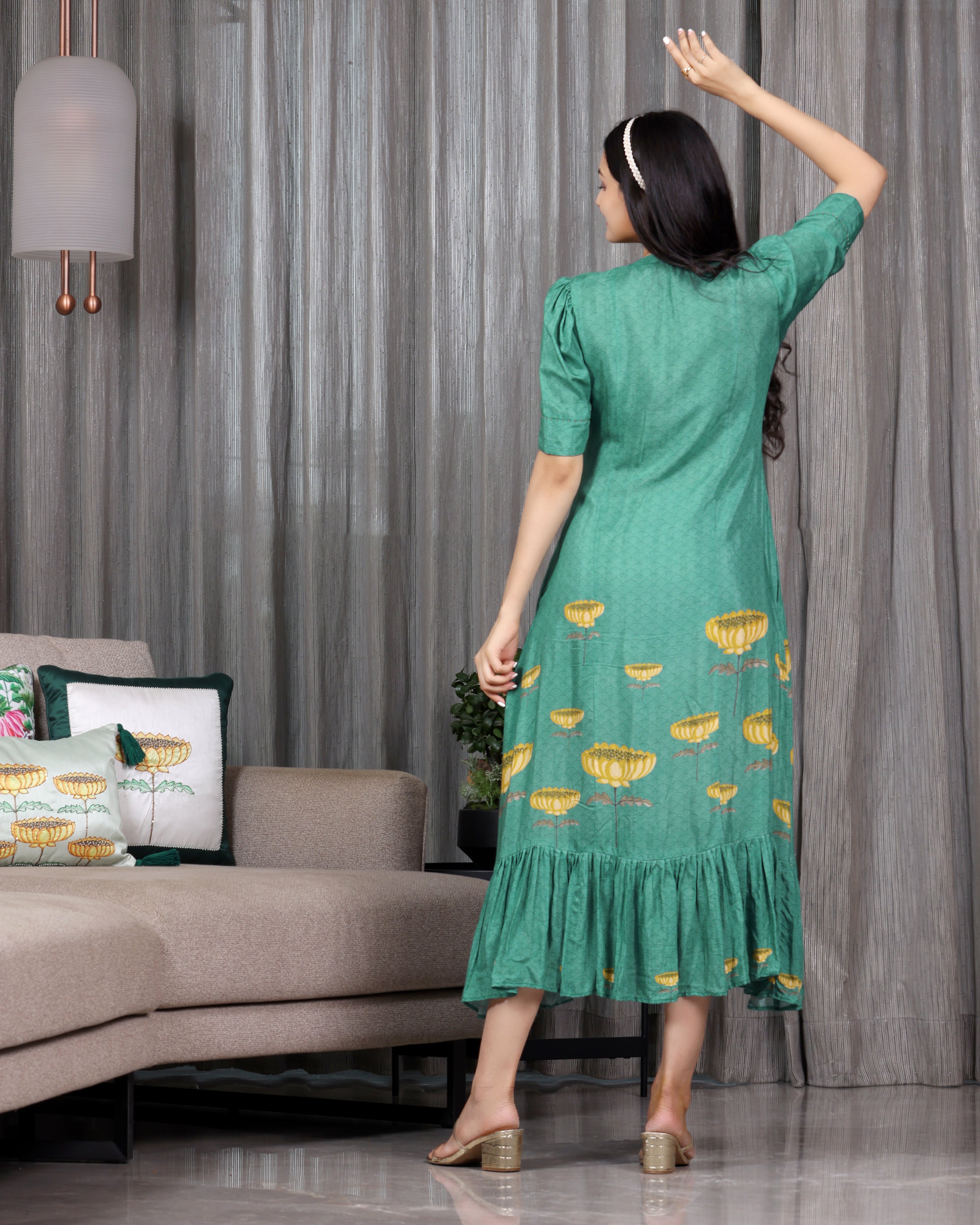 Padma - Jade Green Tiered Dress