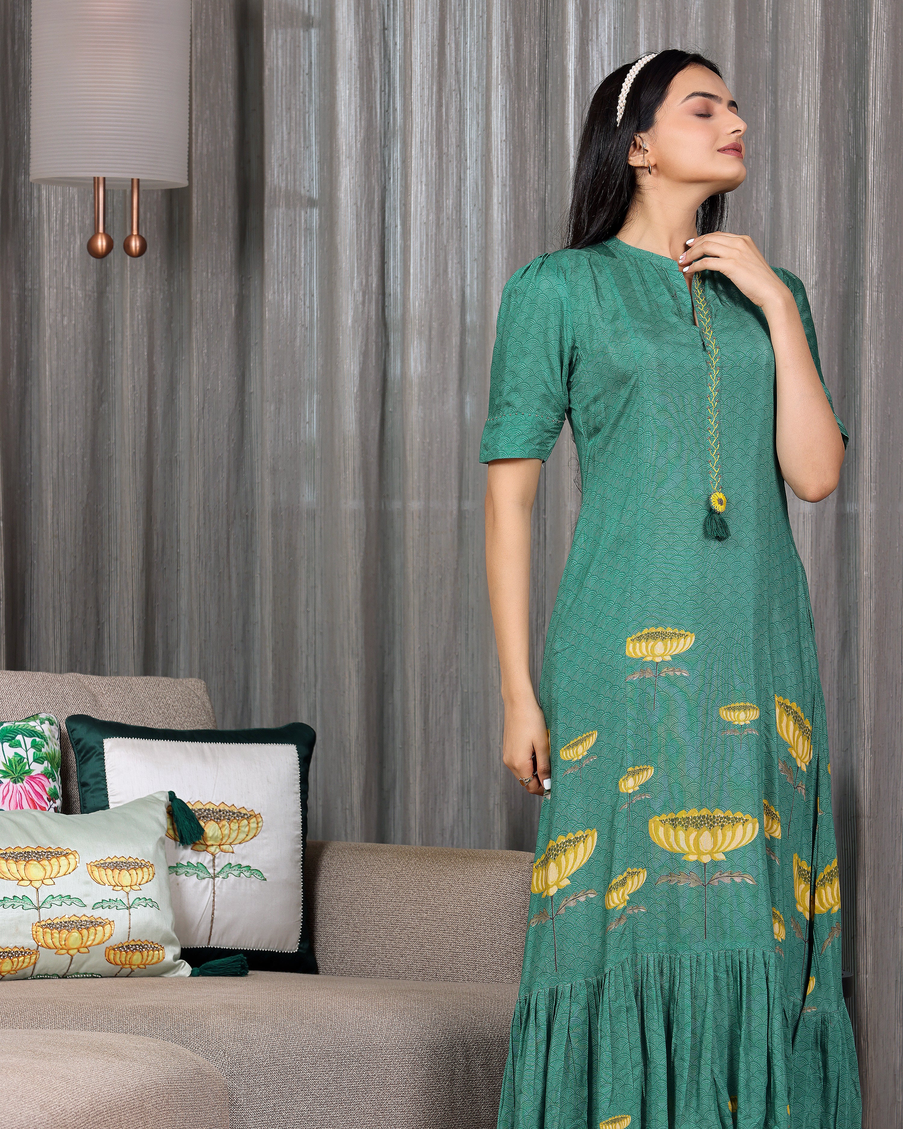 Padma - Jade Green Tiered Dress