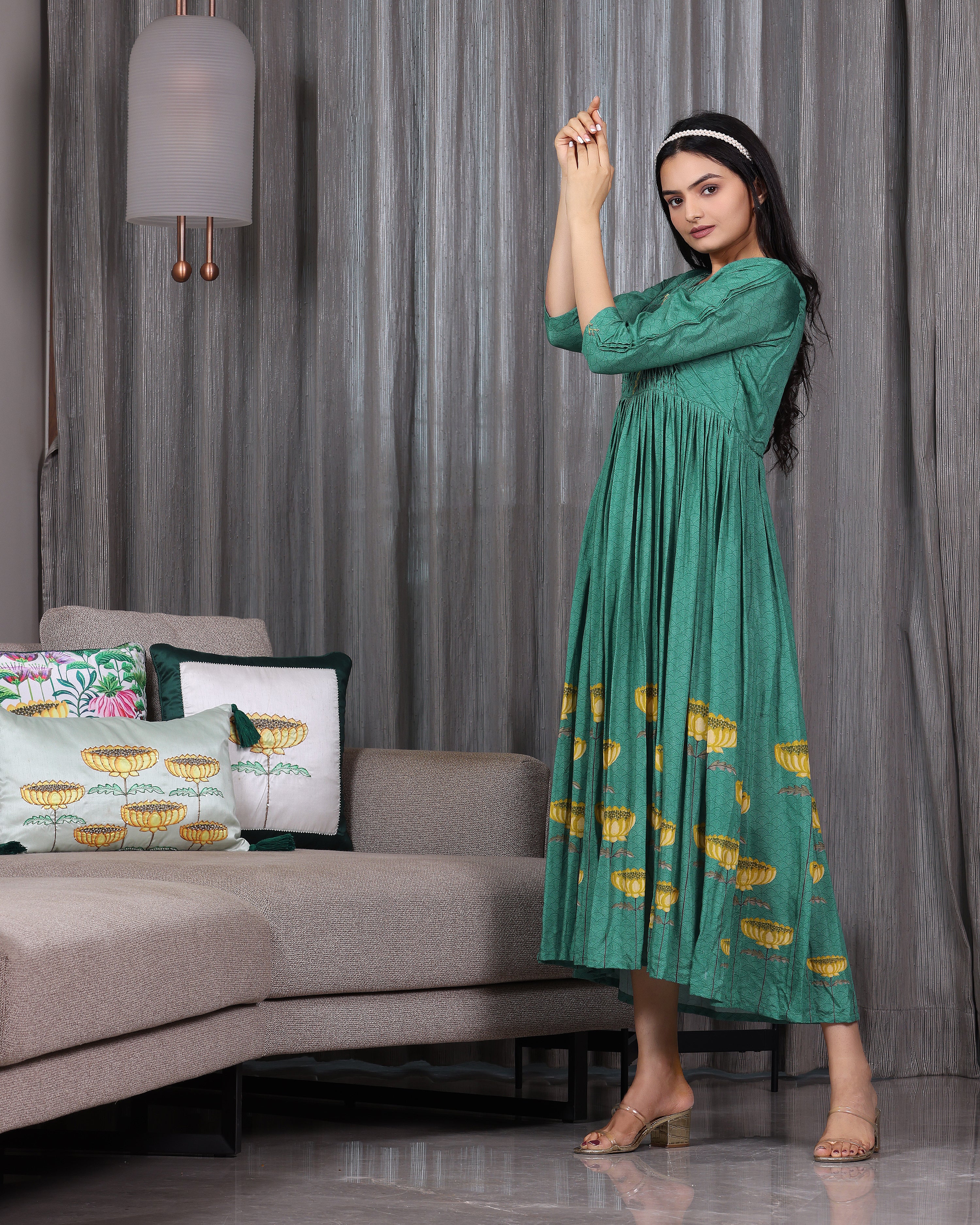 Padma - Jade Green Empire Waist Dress