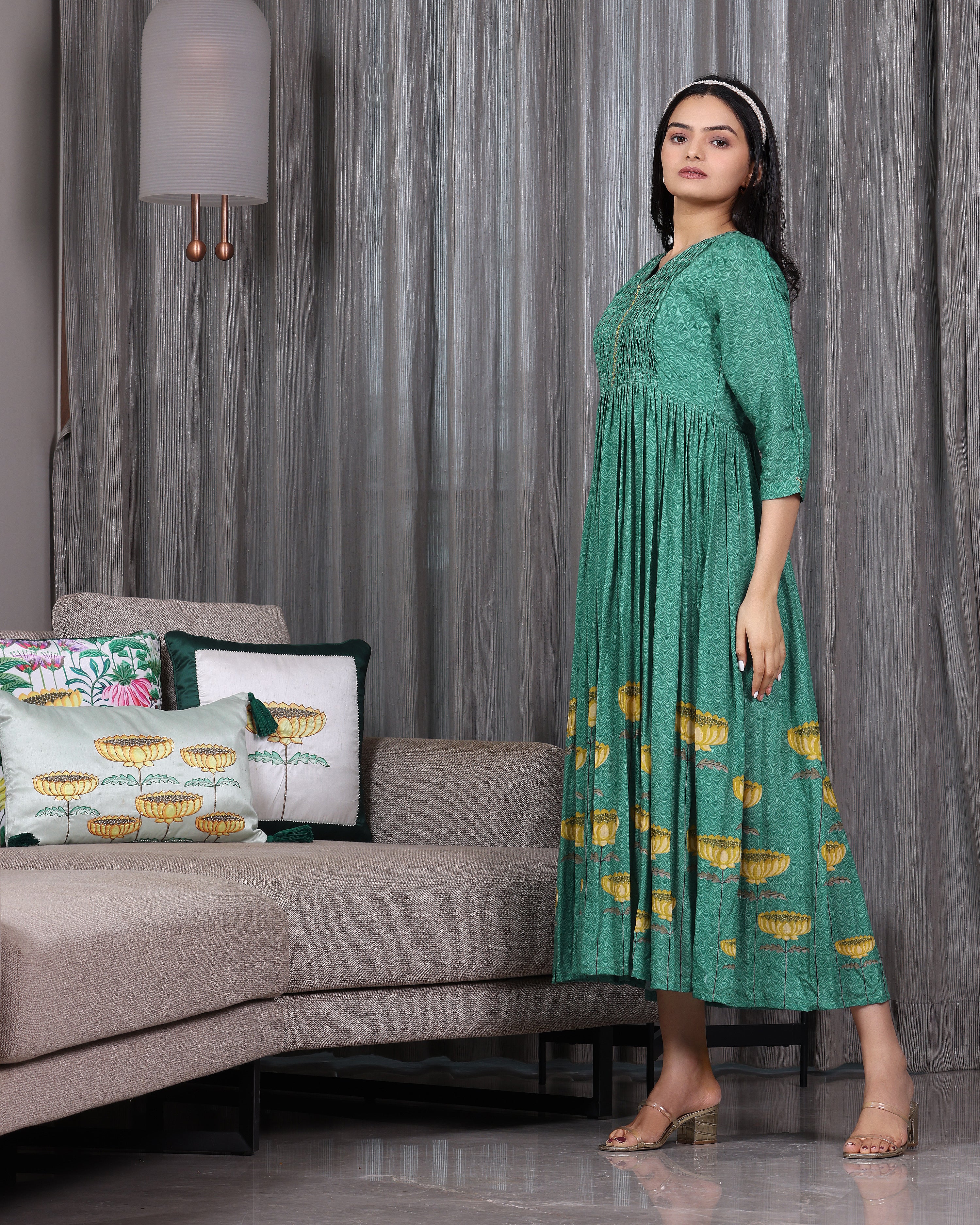 Padma - Jade Green Empire Waist Dress