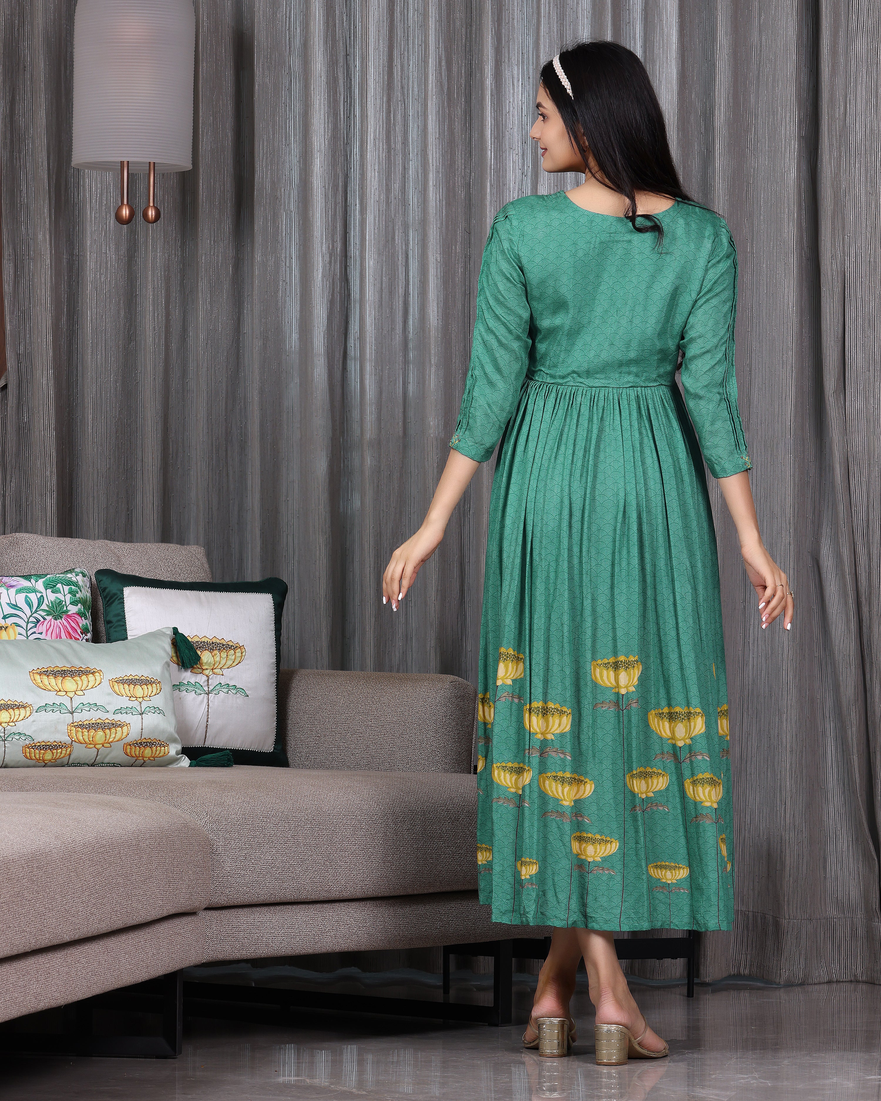 Padma - Jade Green Empire Waist Dress