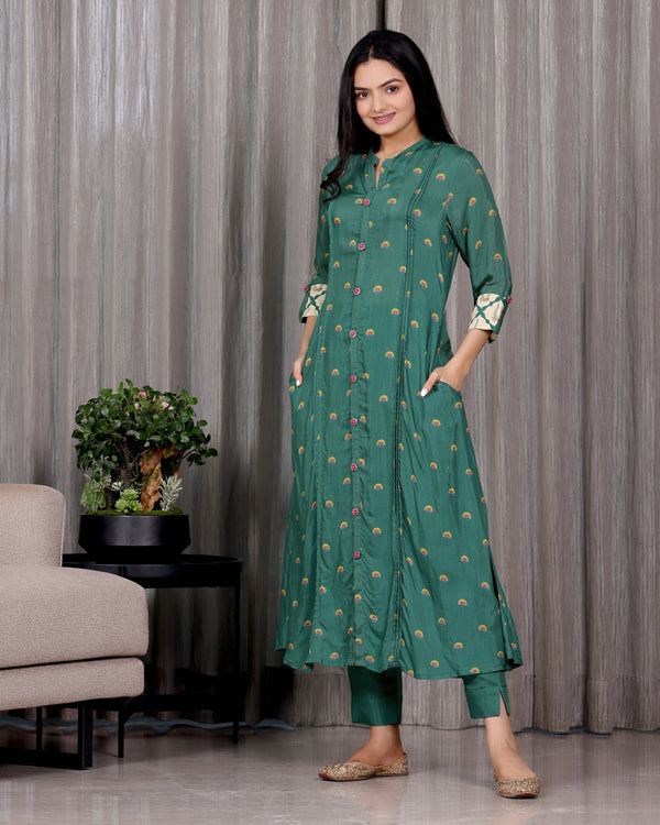 Mayura - Jade Green Pintuck Dress