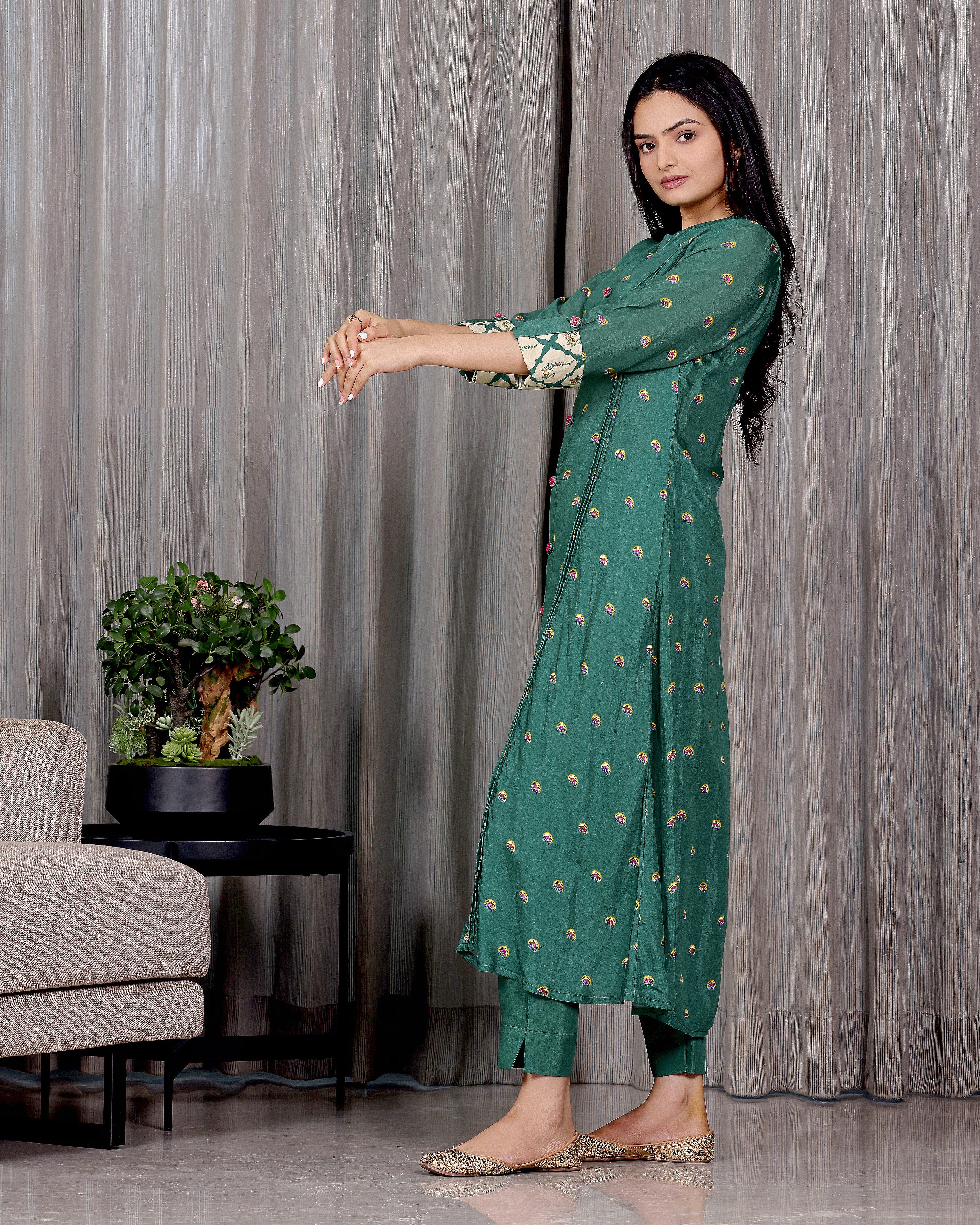 Mayura - Jade Green Pintuck Dress